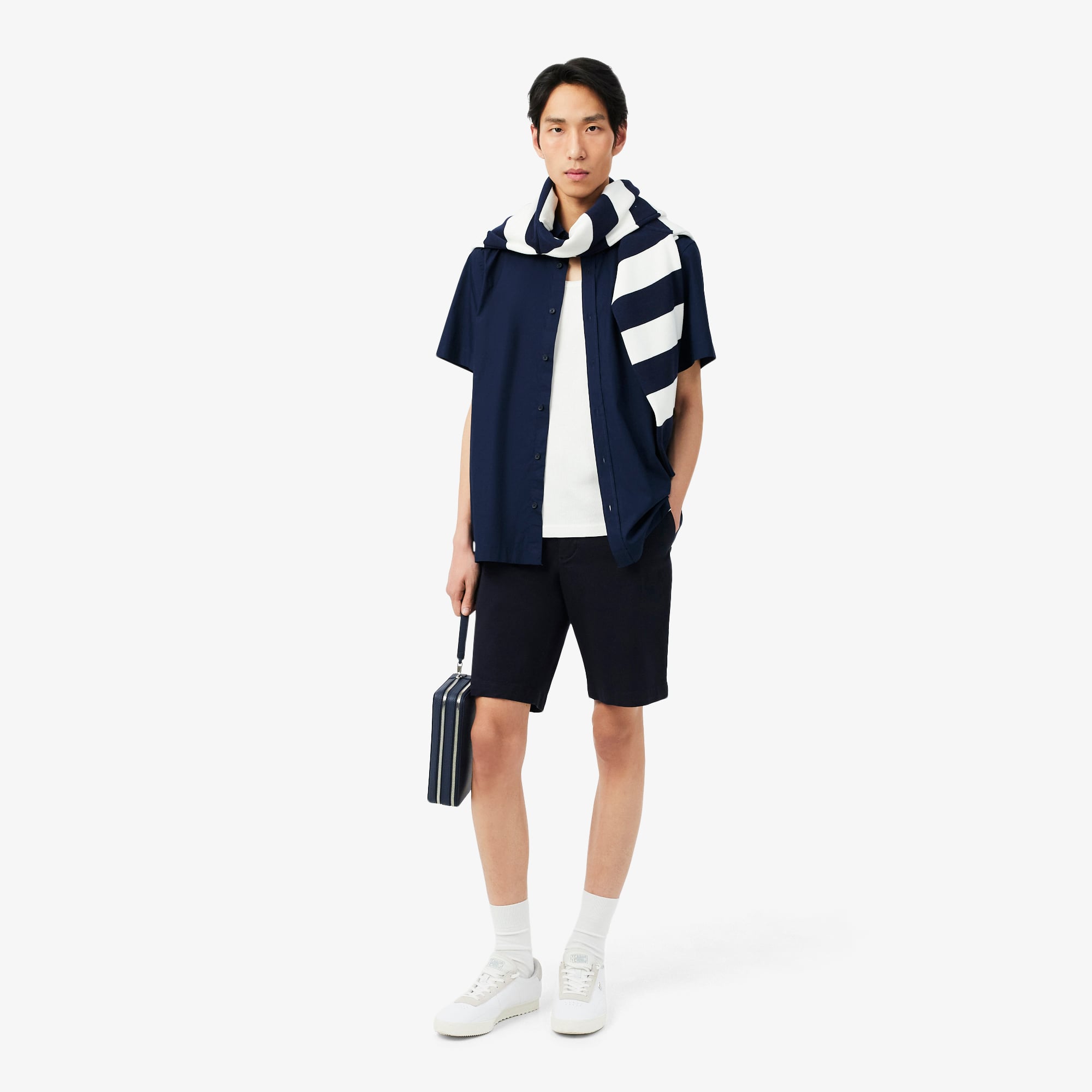 Áo Sơ Mi Lacoste Nam Dáng Suông Chất Liệu Poplin Tay Ngắn