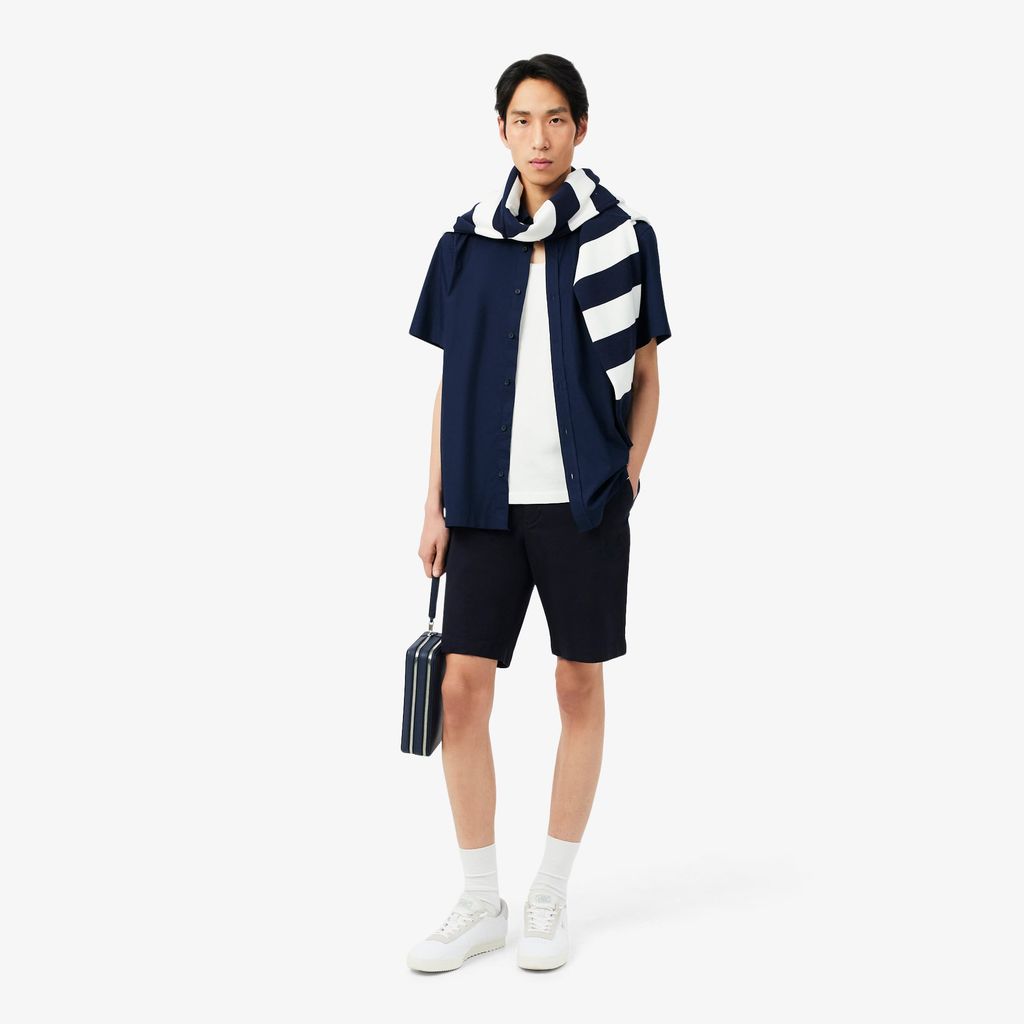 Áo Sơ Mi Lacoste Nam Dáng Suông Chất Liệu Poplin Tay Ngắn