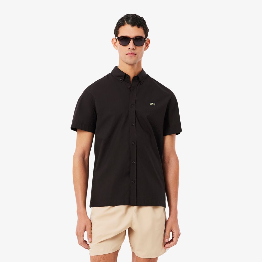 Áo Sơ Mi Lacoste Nam Dáng Suông Chất Liệu Poplin Tay Ngắn