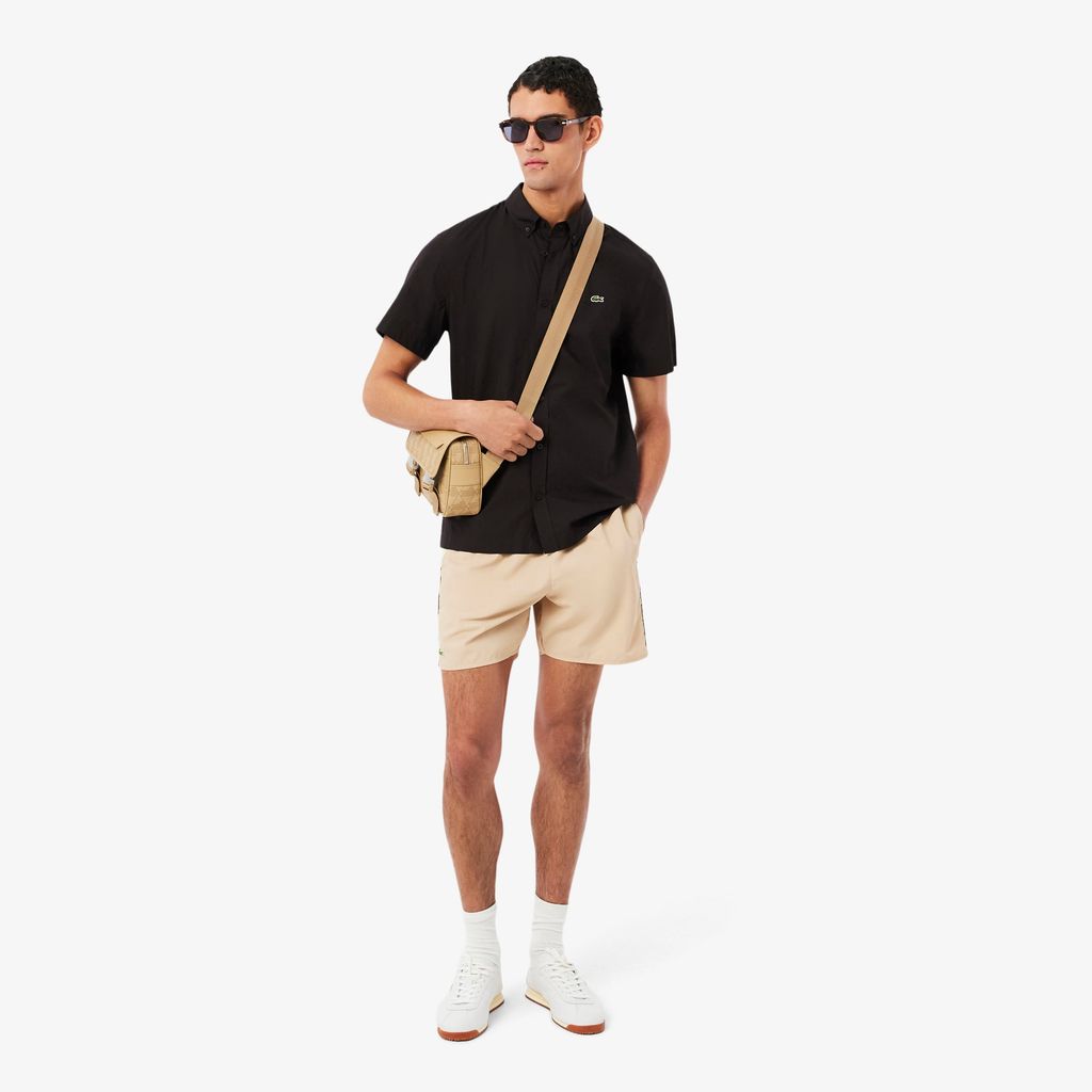Áo Sơ Mi Lacoste Nam Dáng Suông Chất Liệu Poplin Tay Ngắn
