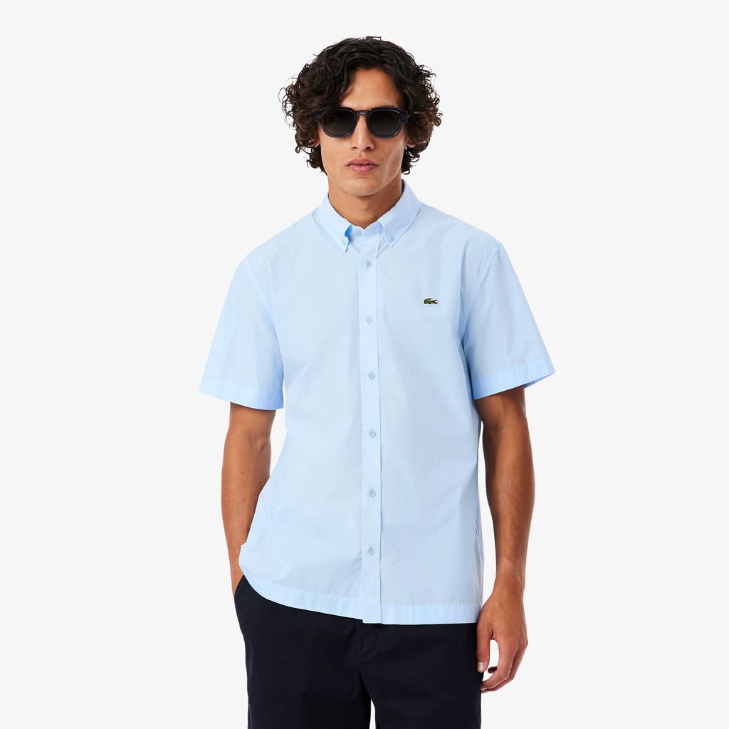 Áo Sơ Mi Lacoste Nam Dáng Suông Chất Liệu Poplin Tay Ngắn