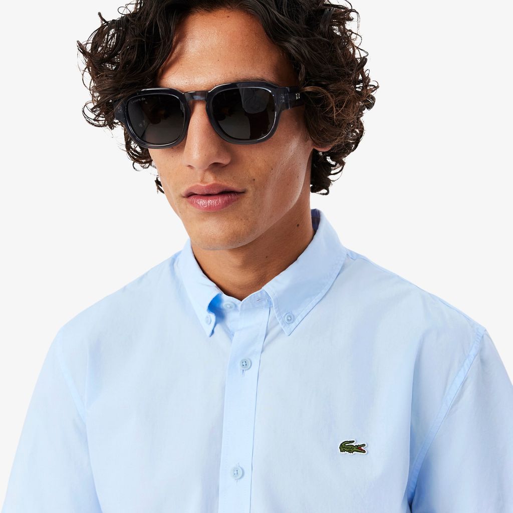 Áo Sơ Mi Lacoste Nam Dáng Suông Chất Liệu Poplin Tay Ngắn