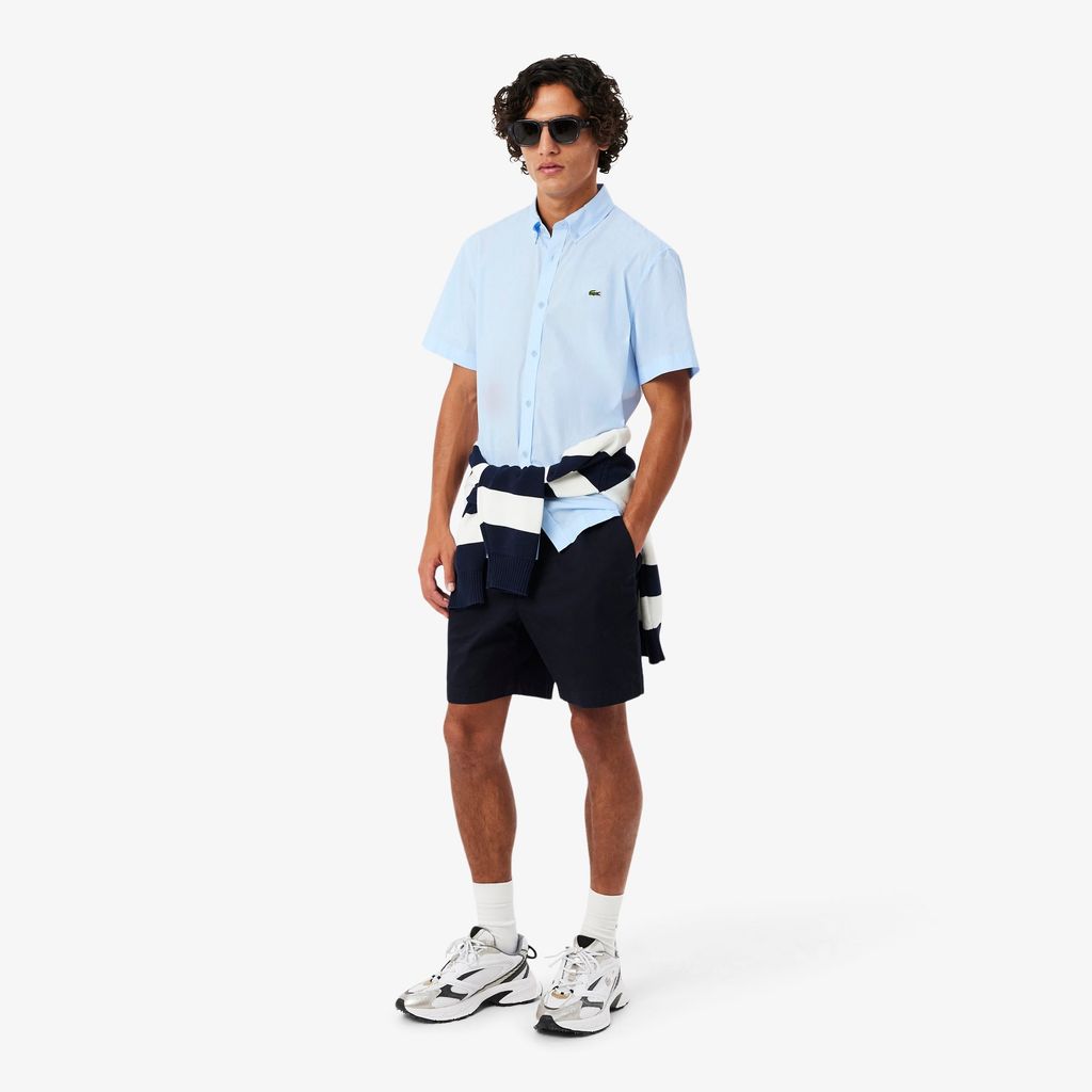 Áo Sơ Mi Lacoste Nam Dáng Suông Chất Liệu Poplin Tay Ngắn