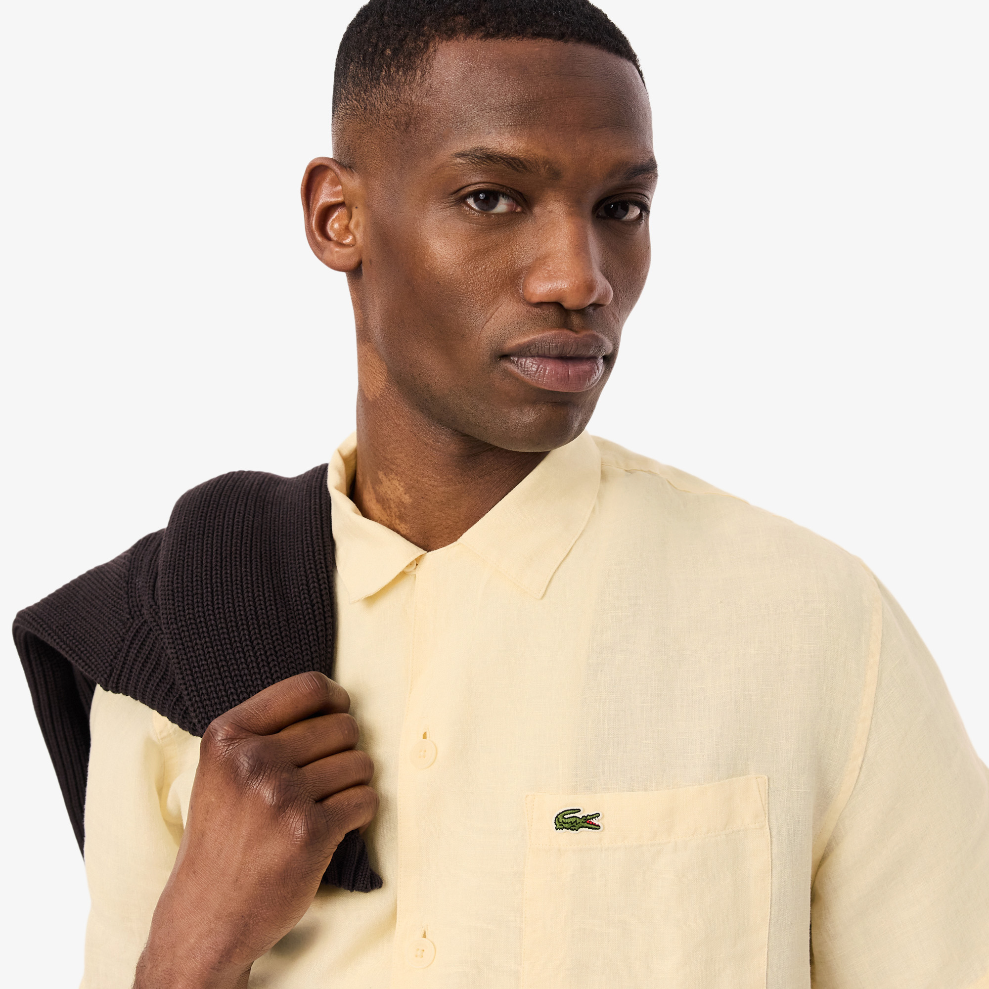 Áo Sơ Mi Lacoste Nam Dáng Rộng Chất Liệu Linen