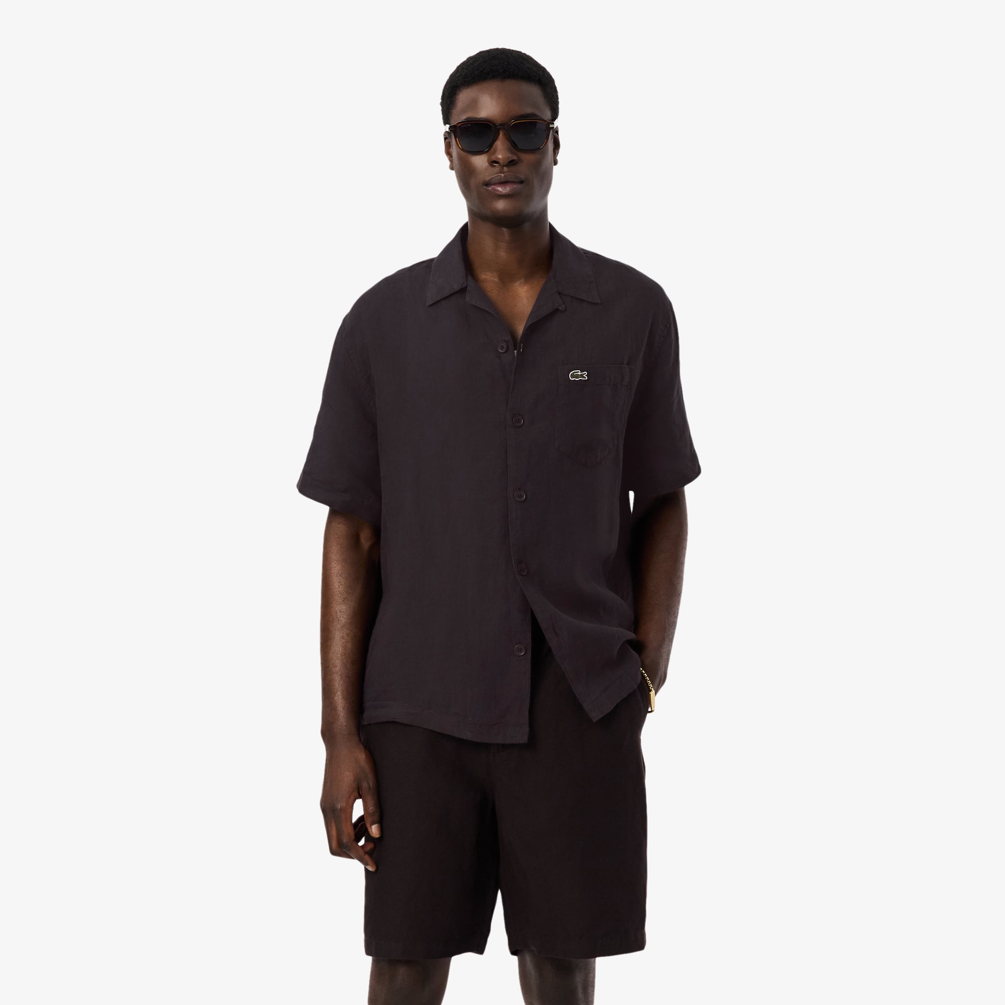 Áo Sơ Mi Lacoste Nam Dáng Rộng Chất Liệu Linen