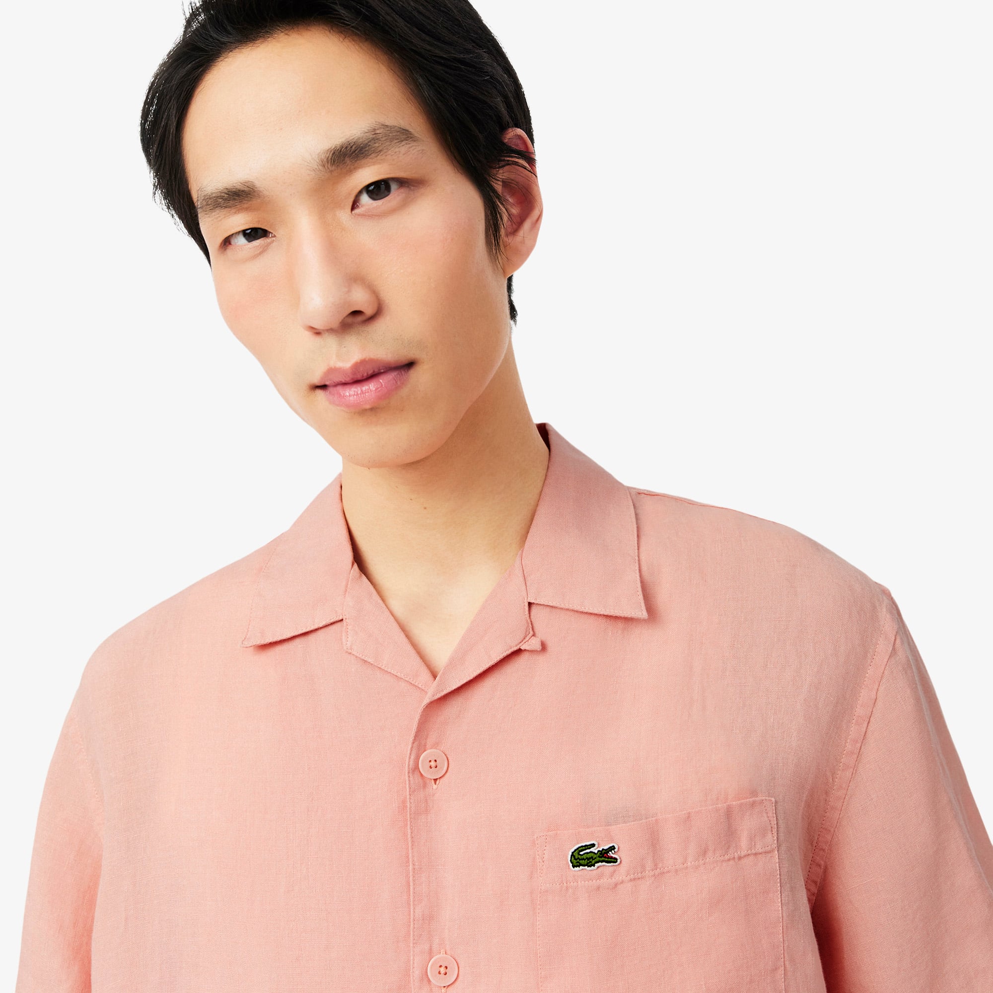 Áo Sơ Mi Lacoste Nam Dáng Rộng Chất Liệu Linen