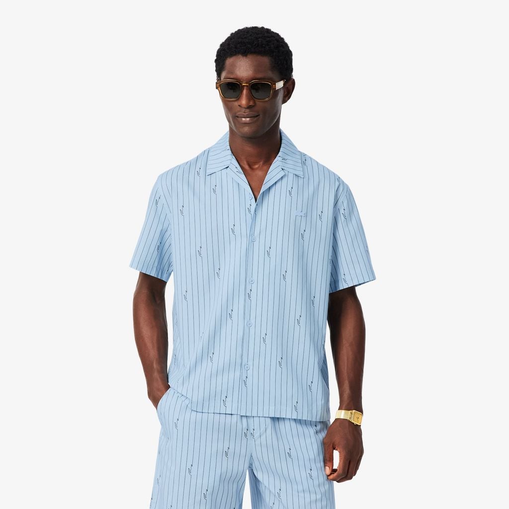 Áo Sơ Mi Lacoste Nam Dáng Rộng Chất Liệu Twill In Họa Tiết