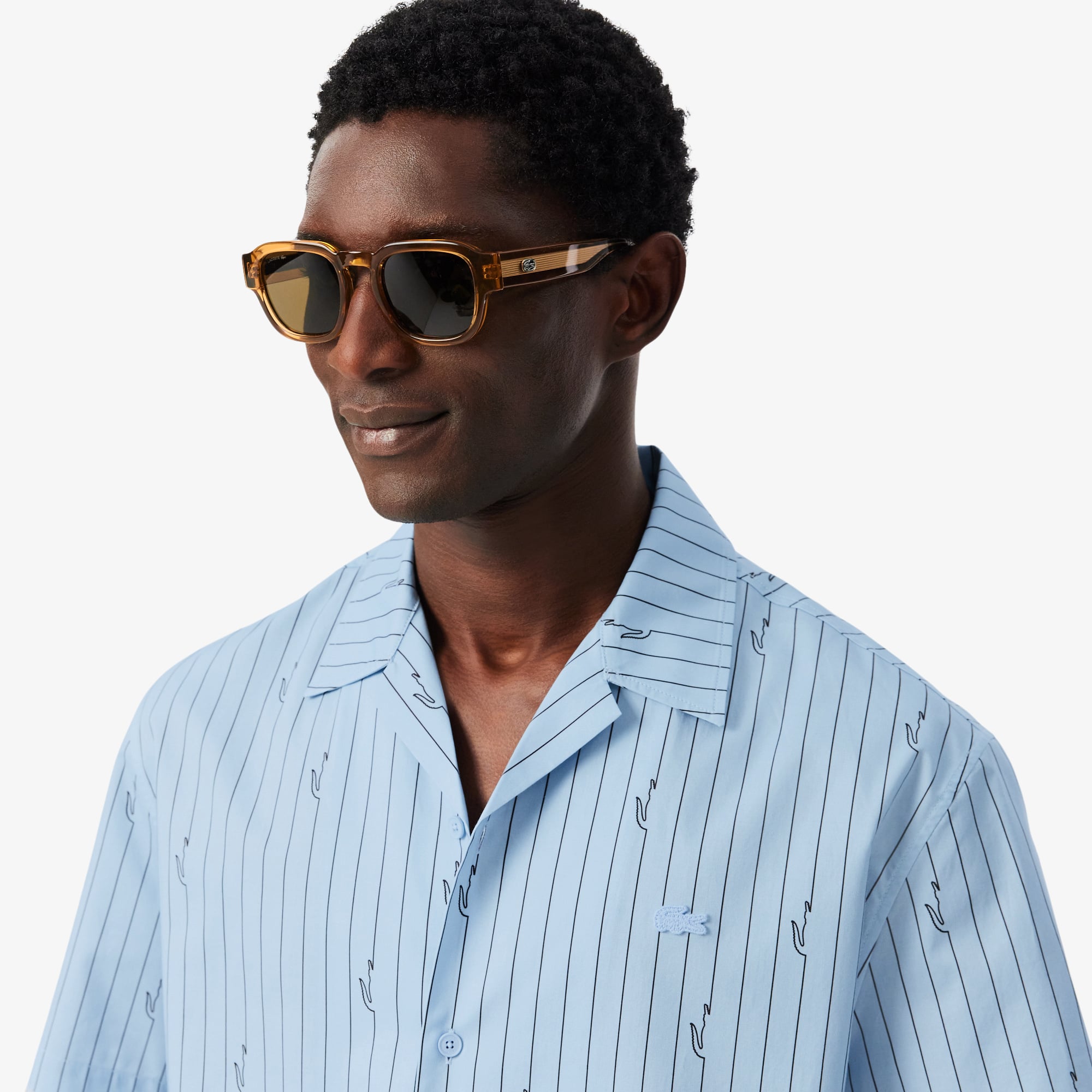 Áo Sơ Mi Lacoste Nam Dáng Rộng Chất Liệu Twill In Họa Tiết
