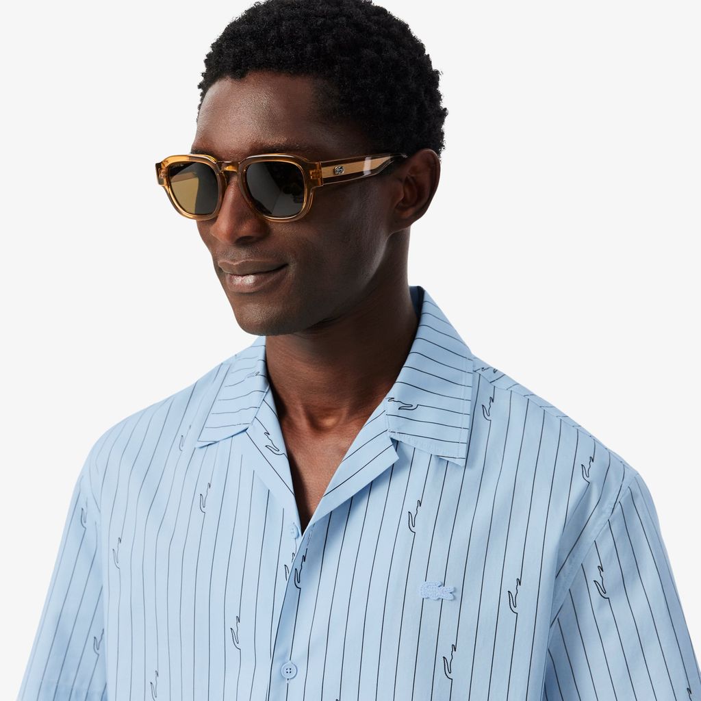 Áo Sơ Mi Lacoste Nam Dáng Rộng Chất Liệu Twill In Họa Tiết