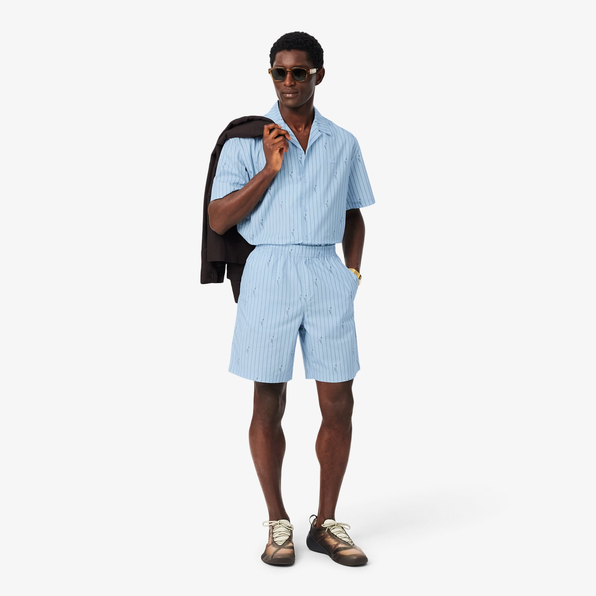 Áo Sơ Mi Lacoste Nam Dáng Rộng Chất Liệu Twill In Họa Tiết
