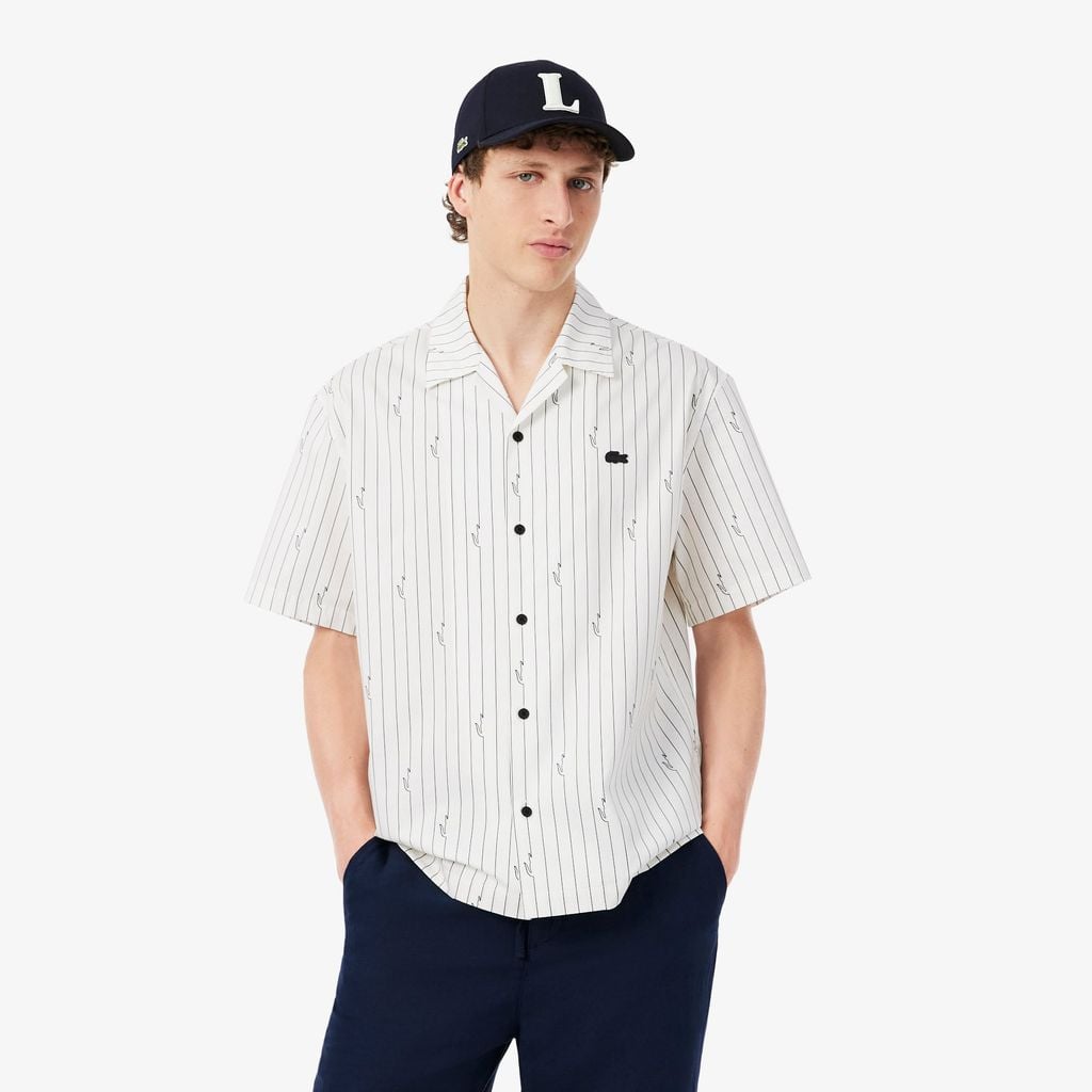 Áo Khoác Sơ Mi Lacoste Nam Dáng Rộng Chất Liệu Twill In Họa Tiết