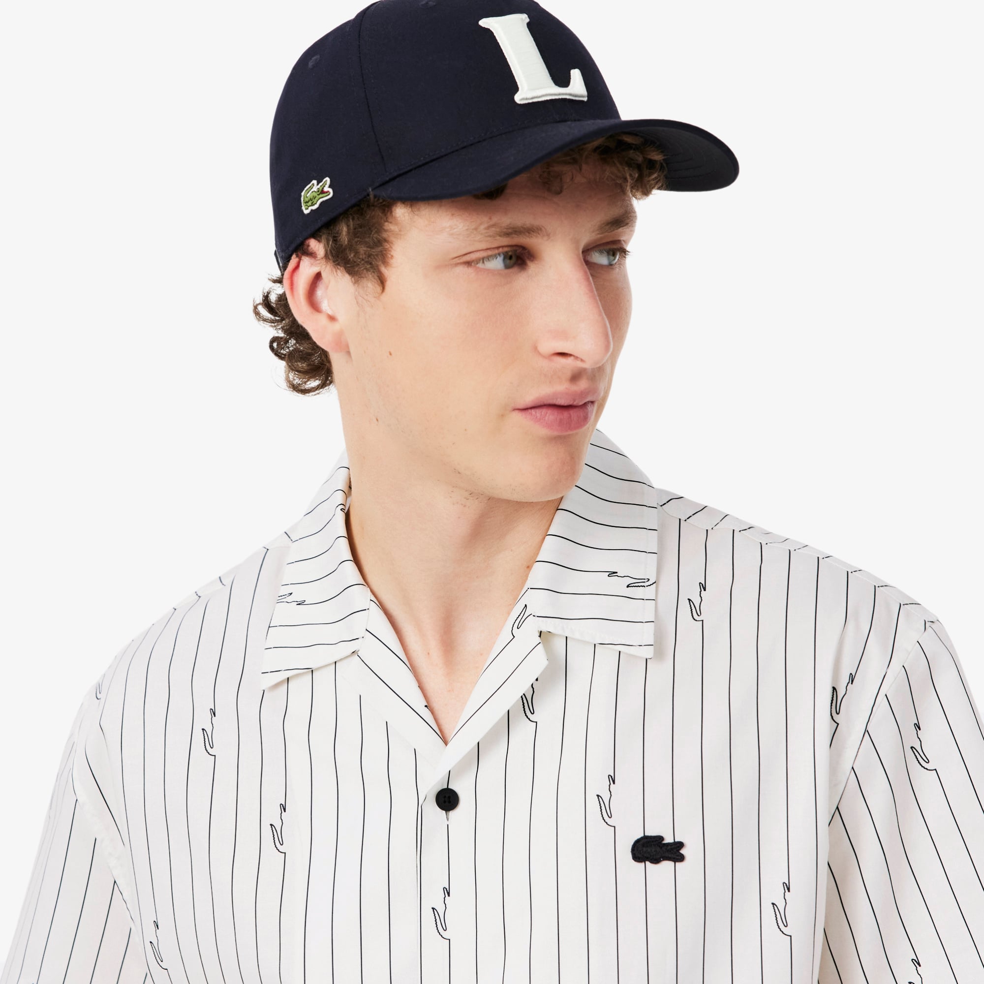 Áo Khoác Sơ Mi Lacoste Nam Dáng Rộng Chất Liệu Twill In Họa Tiết
