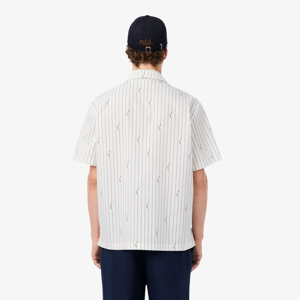 Áo Khoác Sơ Mi Lacoste Nam Dáng Rộng Chất Liệu Twill In Họa Tiết