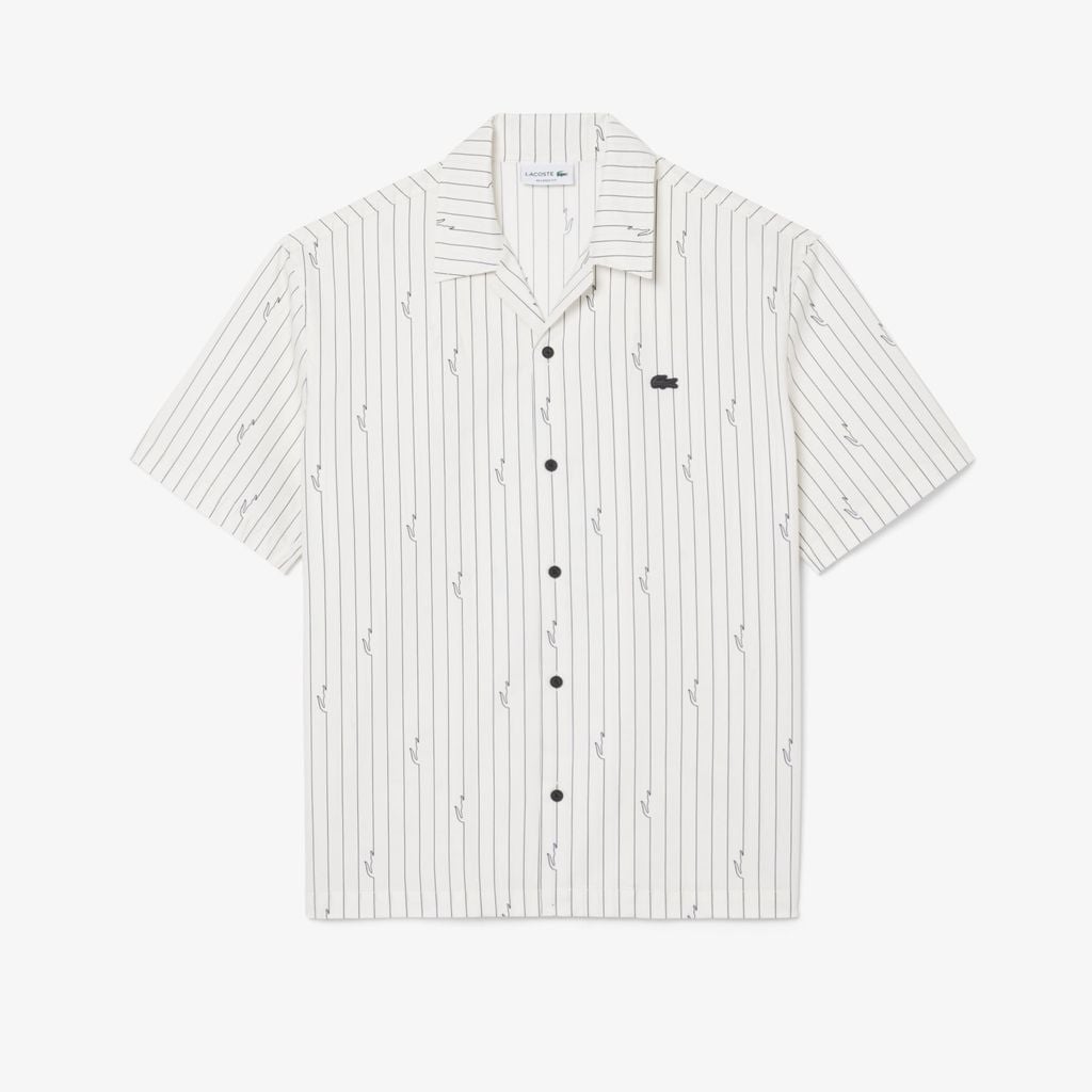 Áo Khoác Sơ Mi Lacoste Nam Dáng Rộng Chất Liệu Twill In Họa Tiết