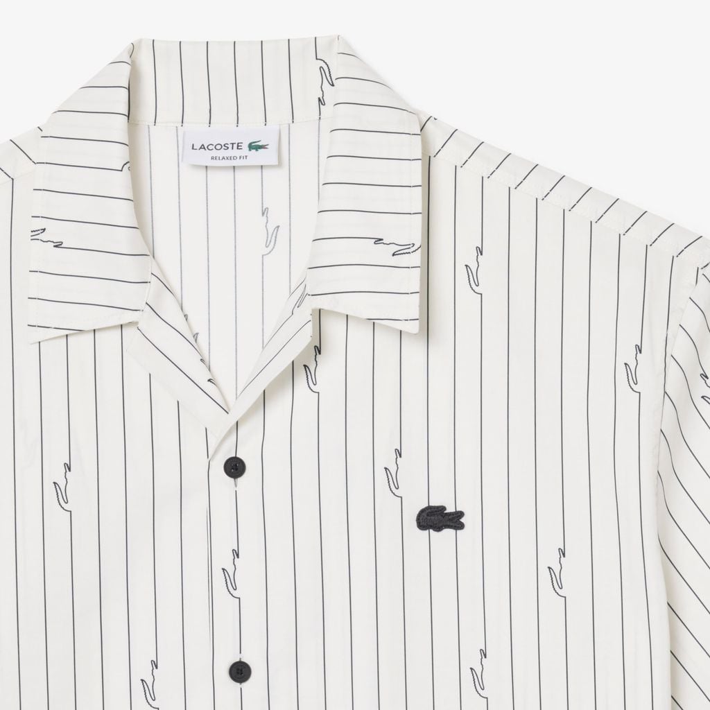 Áo Khoác Sơ Mi Lacoste Nam Dáng Rộng Chất Liệu Twill In Họa Tiết