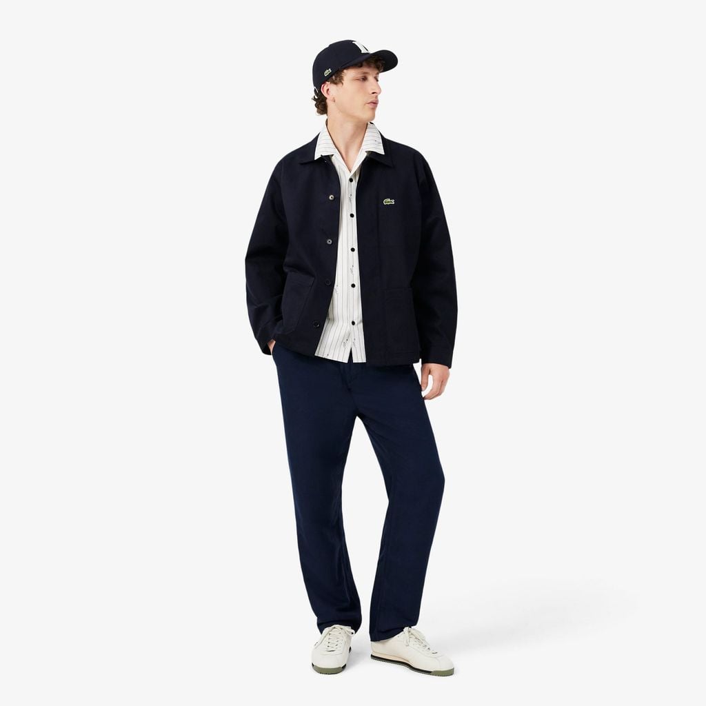 Áo Khoác Sơ Mi Lacoste Nam Dáng Rộng Chất Liệu Twill In Họa Tiết