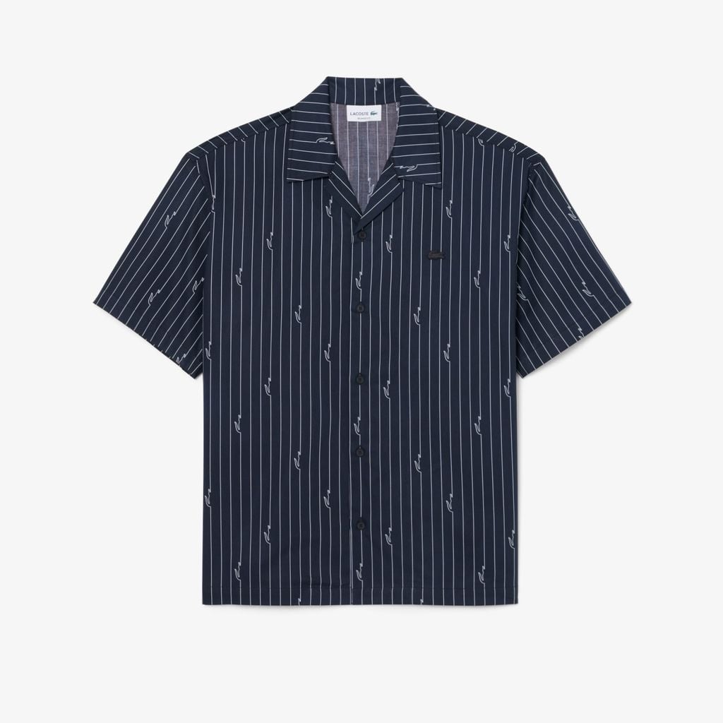 Áo Sơ Mi Lacoste Nam Dáng Rộng Chất Liệu Twill In Họa Tiết