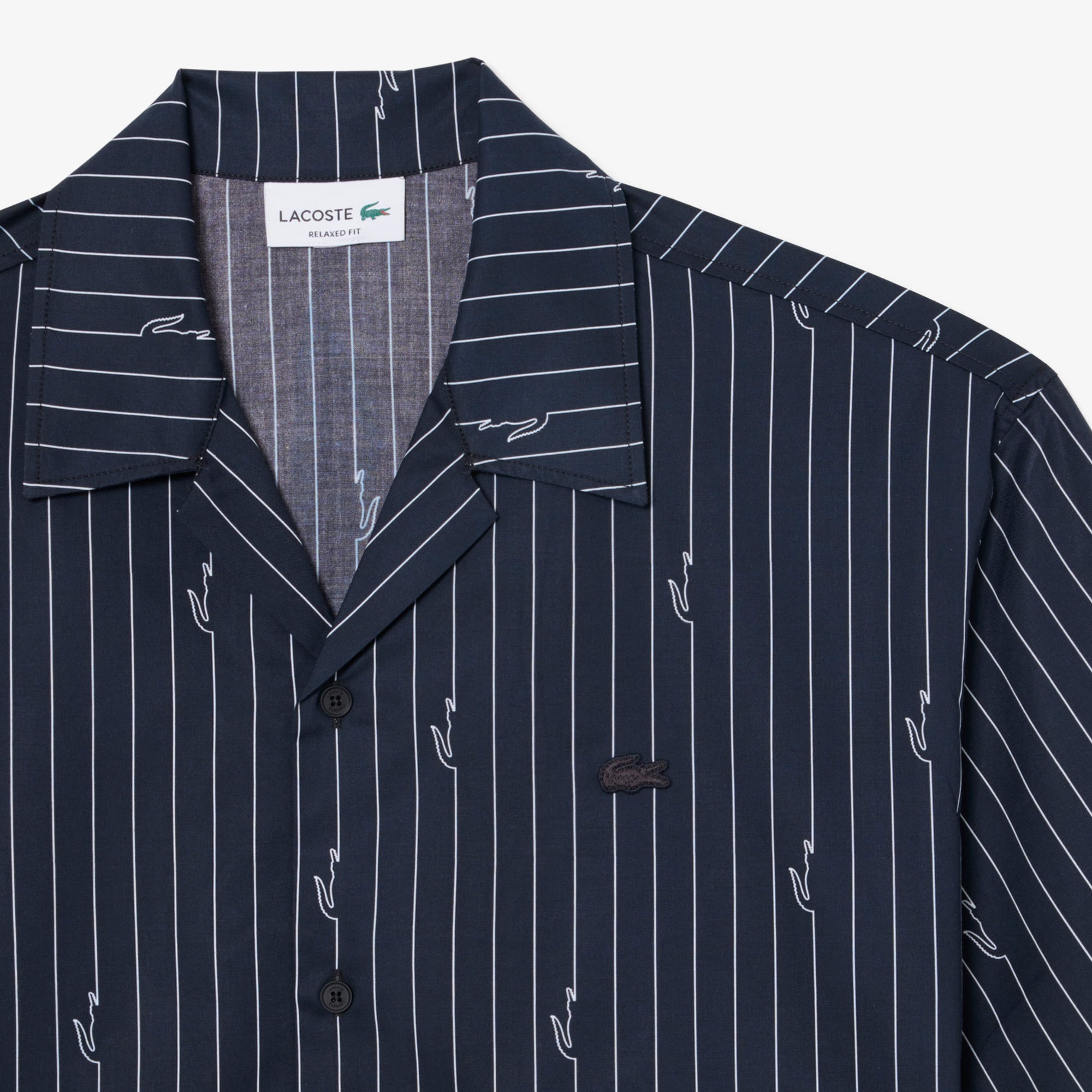 Áo Sơ Mi Lacoste Nam Dáng Rộng Chất Liệu Twill In Họa Tiết