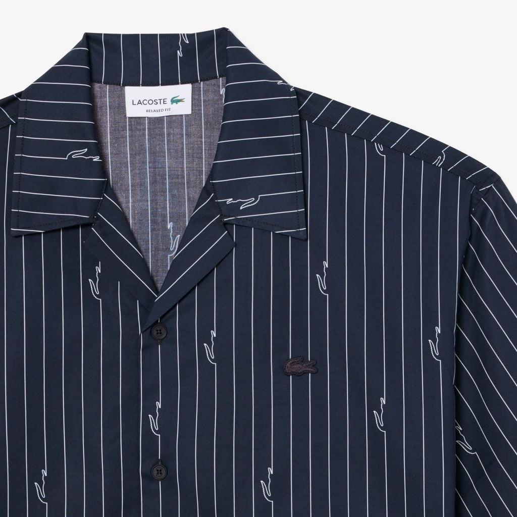 Áo Sơ Mi Lacoste Nam Dáng Rộng Chất Liệu Twill In Họa Tiết