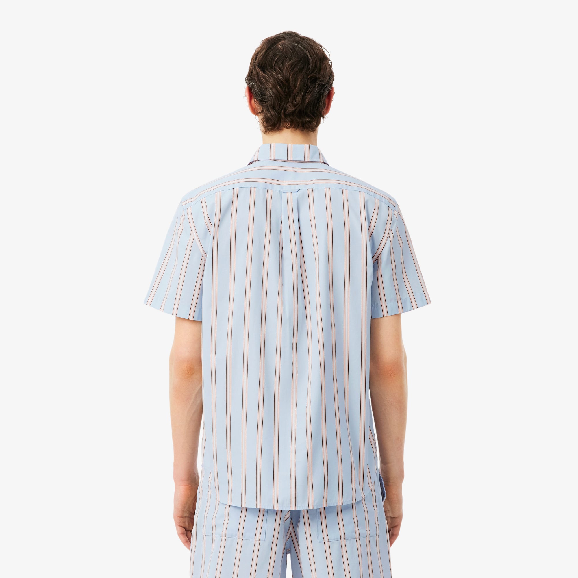 Áo Sơ Mi Lacoste Nam Dáng Suông Chất Liệu Poplin Kẻ Sọc