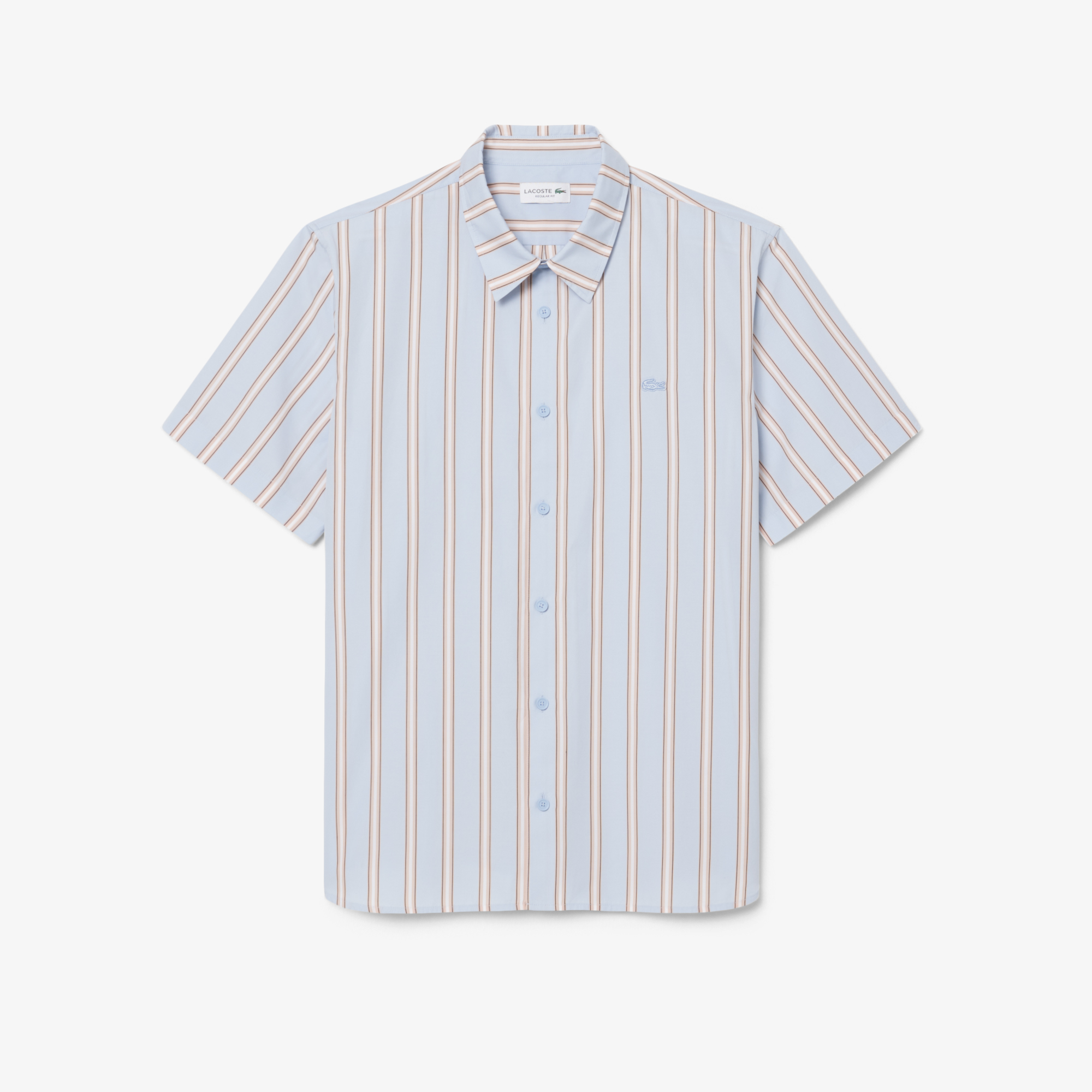 Áo Sơ Mi Lacoste Nam Dáng Suông Chất Liệu Poplin Kẻ Sọc