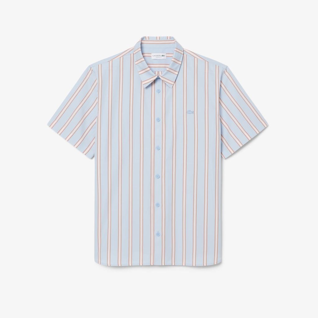 Áo Sơ Mi Lacoste Nam Dáng Suông Chất Liệu Poplin Kẻ Sọc