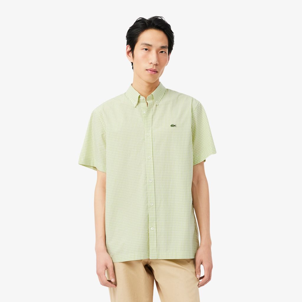Áo Sơ Mi Lacoste Nam Dáng Suông Tay Ngắn Họa Tiết Caro Lớn