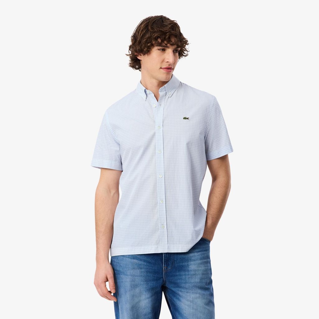Áo Sơ Mi Lacoste Nam Dáng Suông Tay Ngắn Họa Tiết Caro Lớn