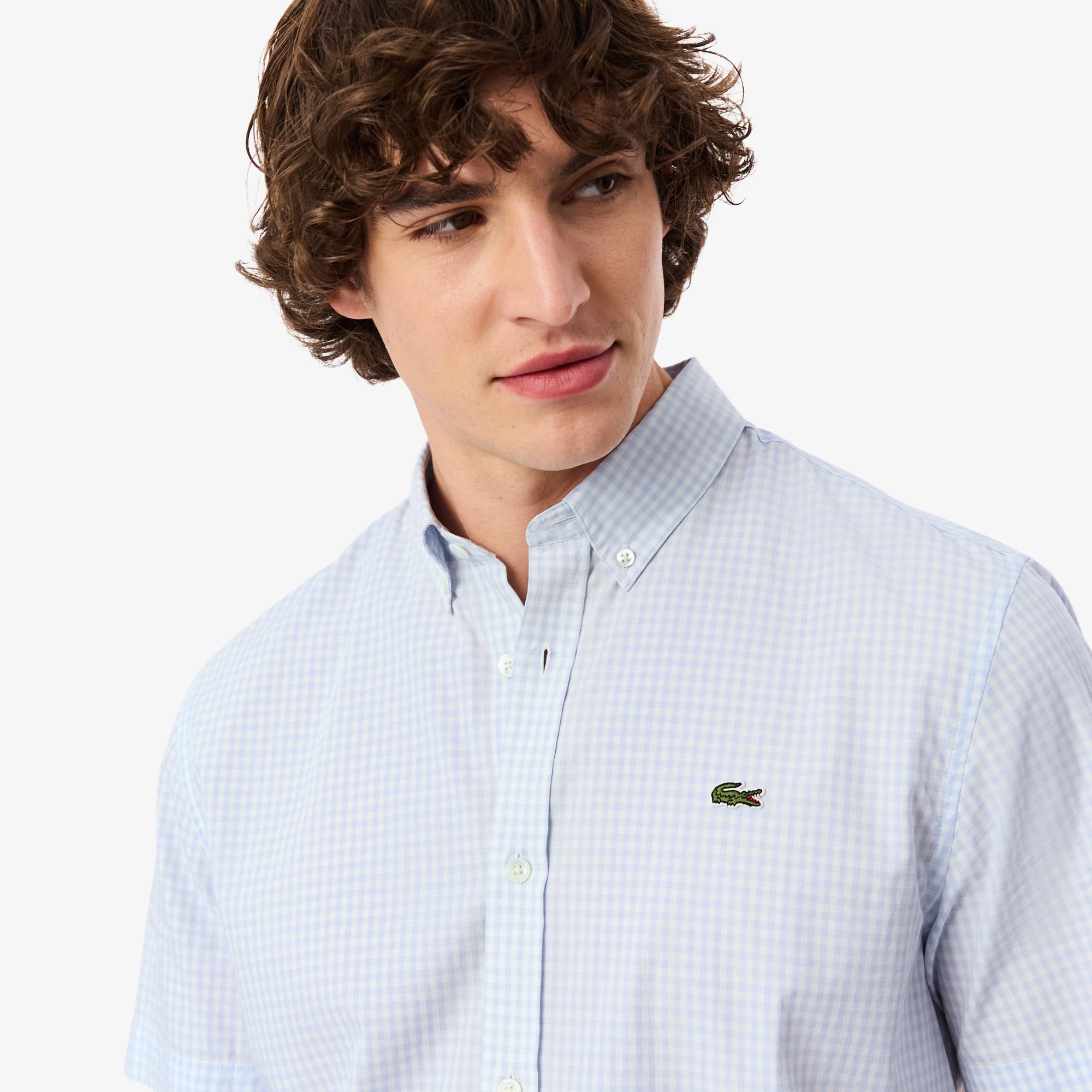 Áo Sơ Mi Lacoste Nam Dáng Suông Tay Ngắn Họa Tiết Caro Lớn