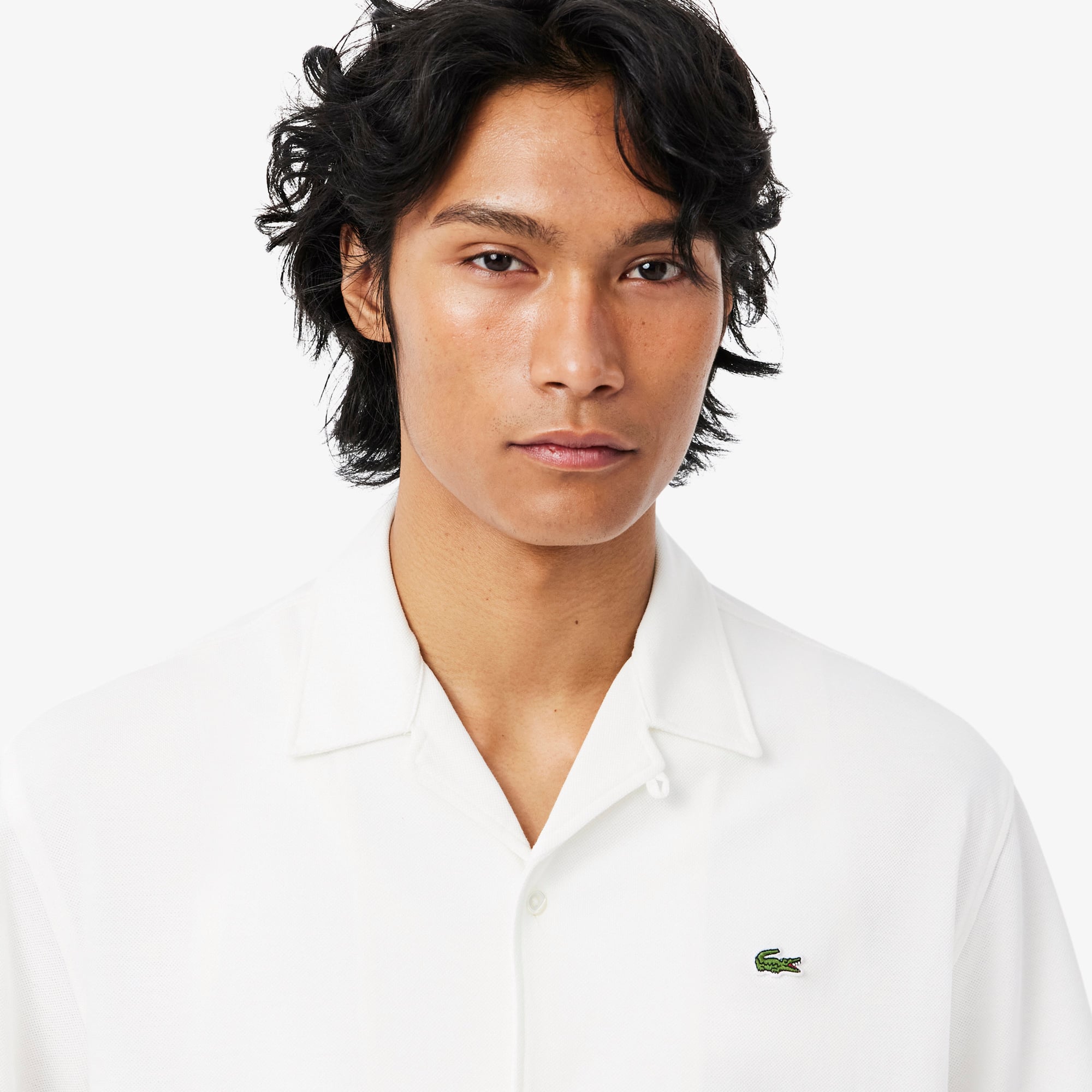 Áo Sơ Mi Lacoste Nam Dáng Rộng Chất Liệu Piqué Tay Ngắn
