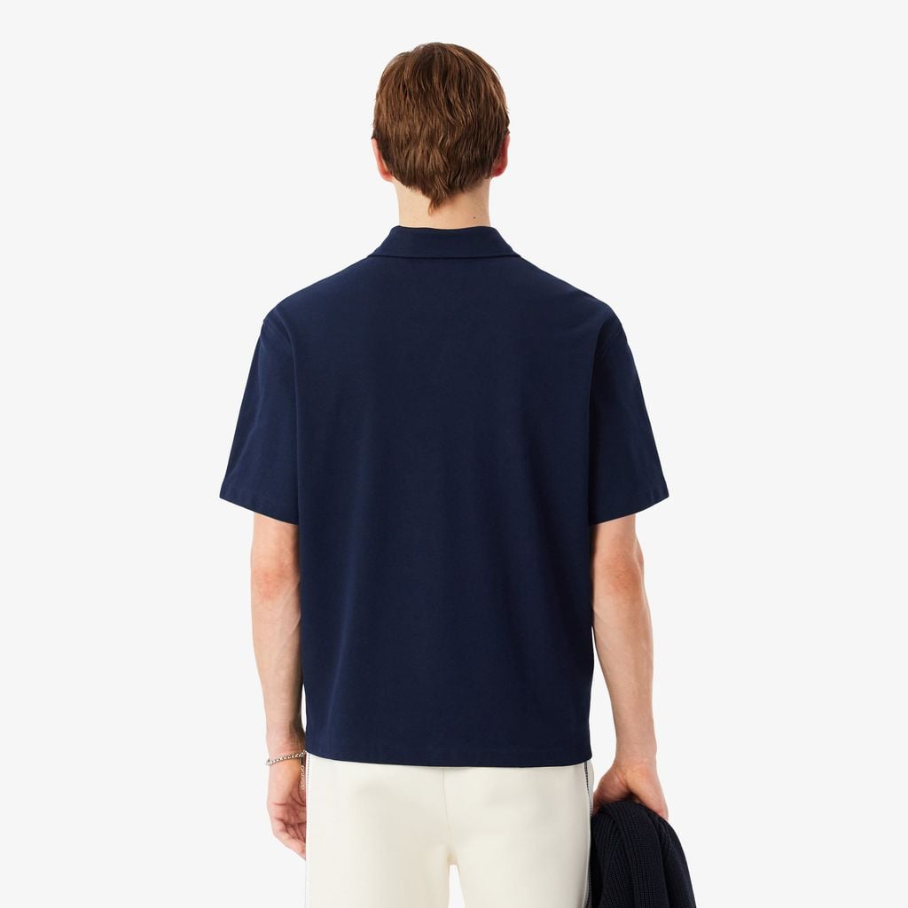 Áo Sơ Mi Lacoste Nam Dáng Rộng Chất Liệu Piqué Tay Ngắn