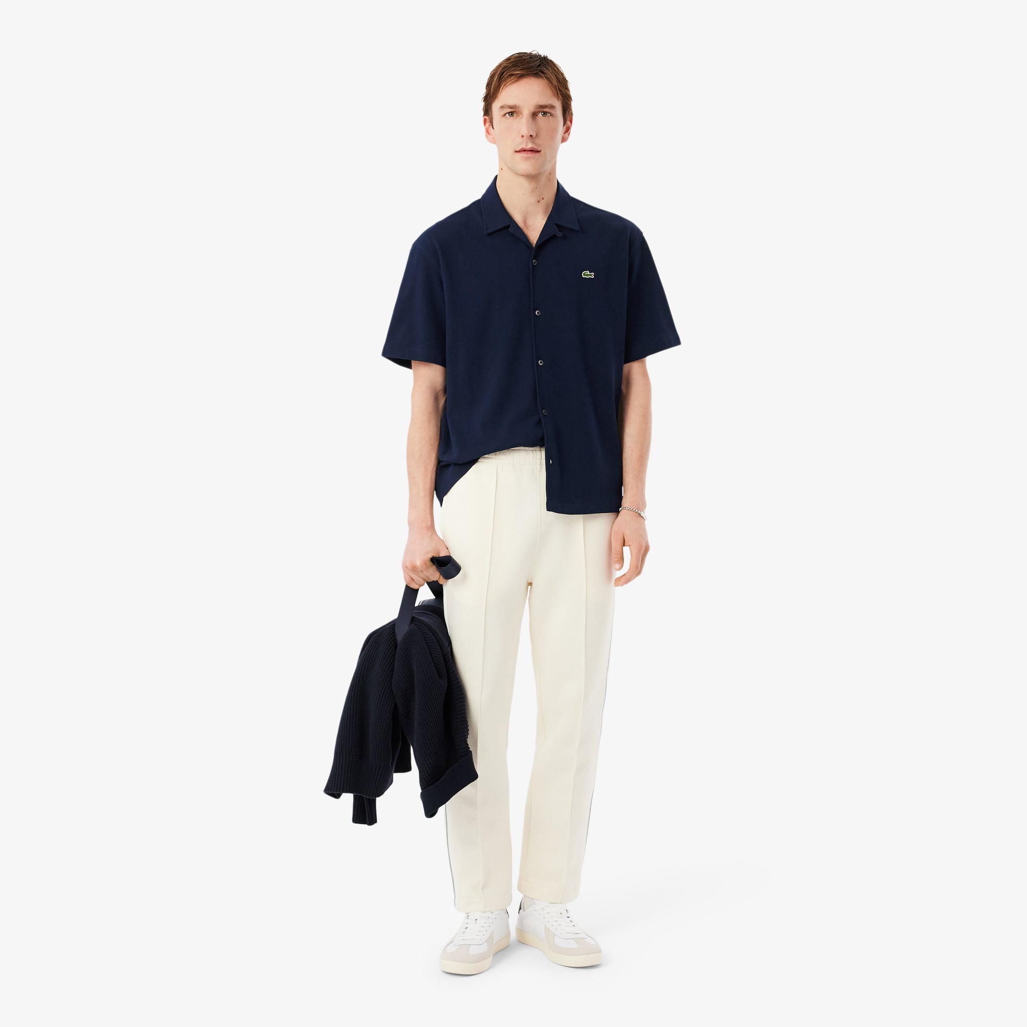Áo Sơ Mi Lacoste Nam Dáng Rộng Chất Liệu Piqué Tay Ngắn