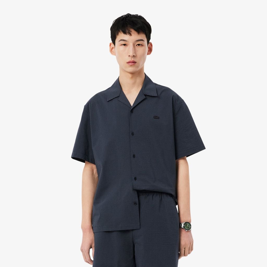 Áo Sơ Mi Lacoste Nam Dáng Rộng Chất Liệu Seersucker