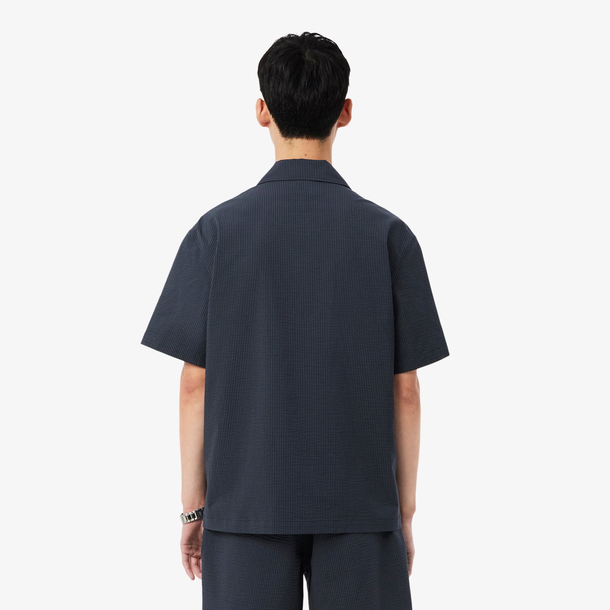Áo Sơ Mi Lacoste Nam Dáng Rộng Chất Liệu Seersucker