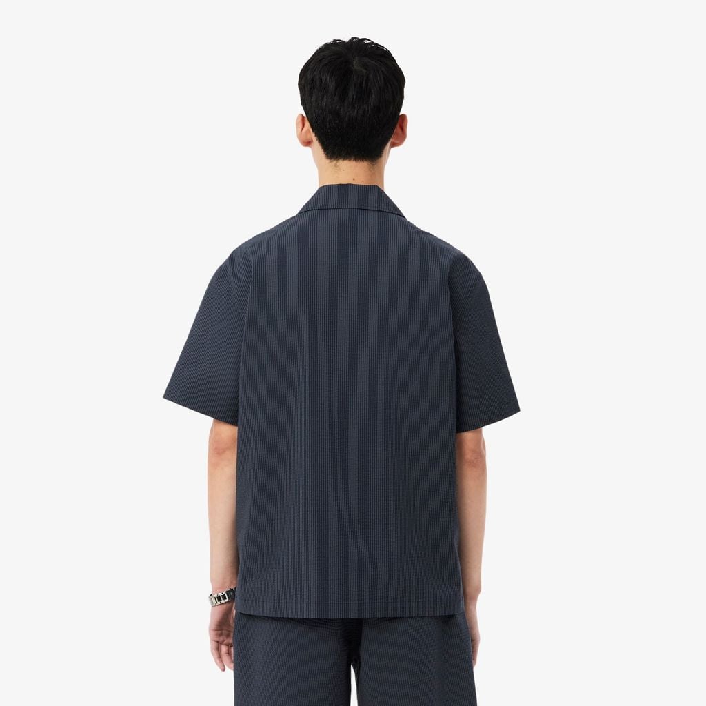 Áo Sơ Mi Lacoste Nam Dáng Rộng Chất Liệu Seersucker