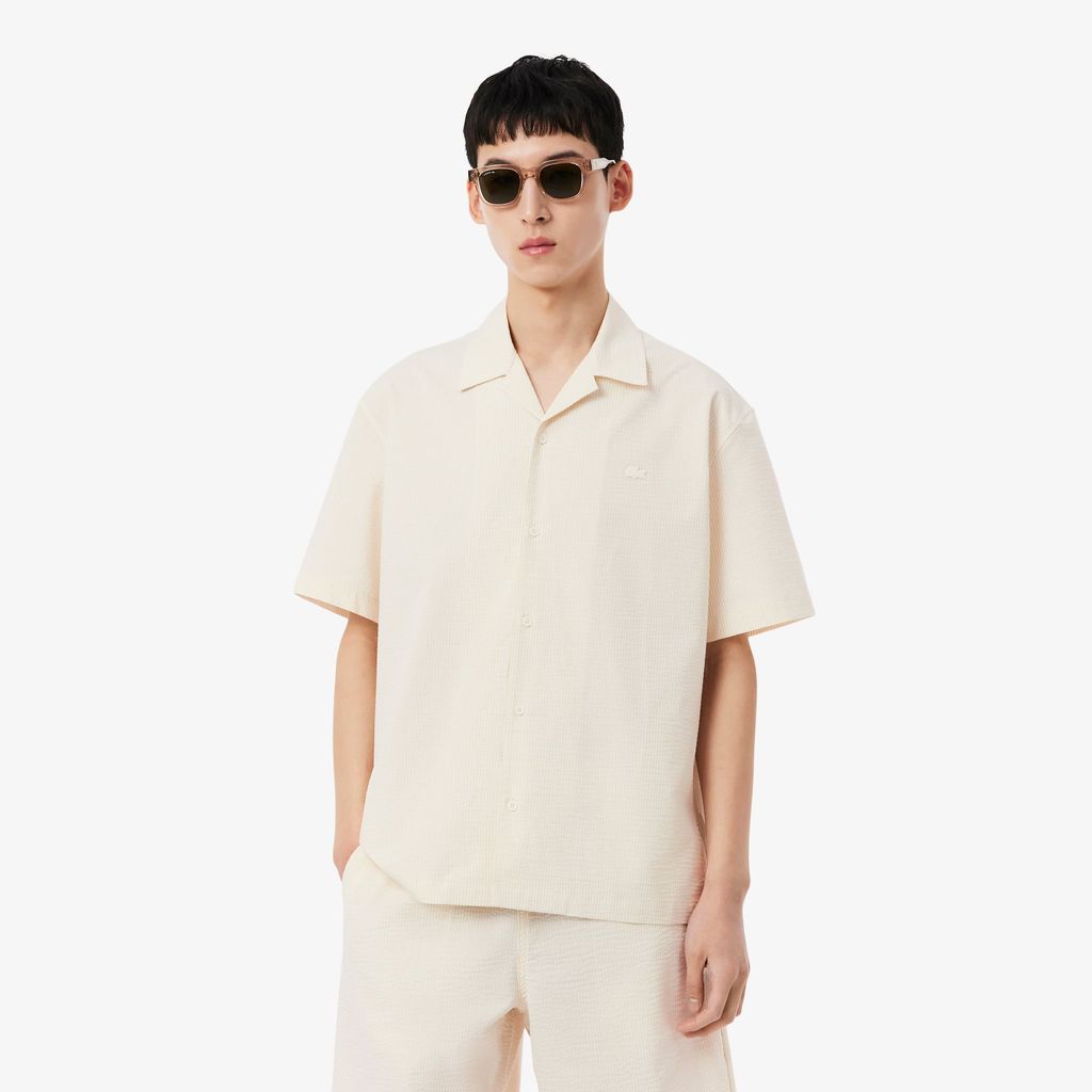 Áo Sơ Mi Lacoste Nam Dáng Rộng Chất Liệu Seersucker
