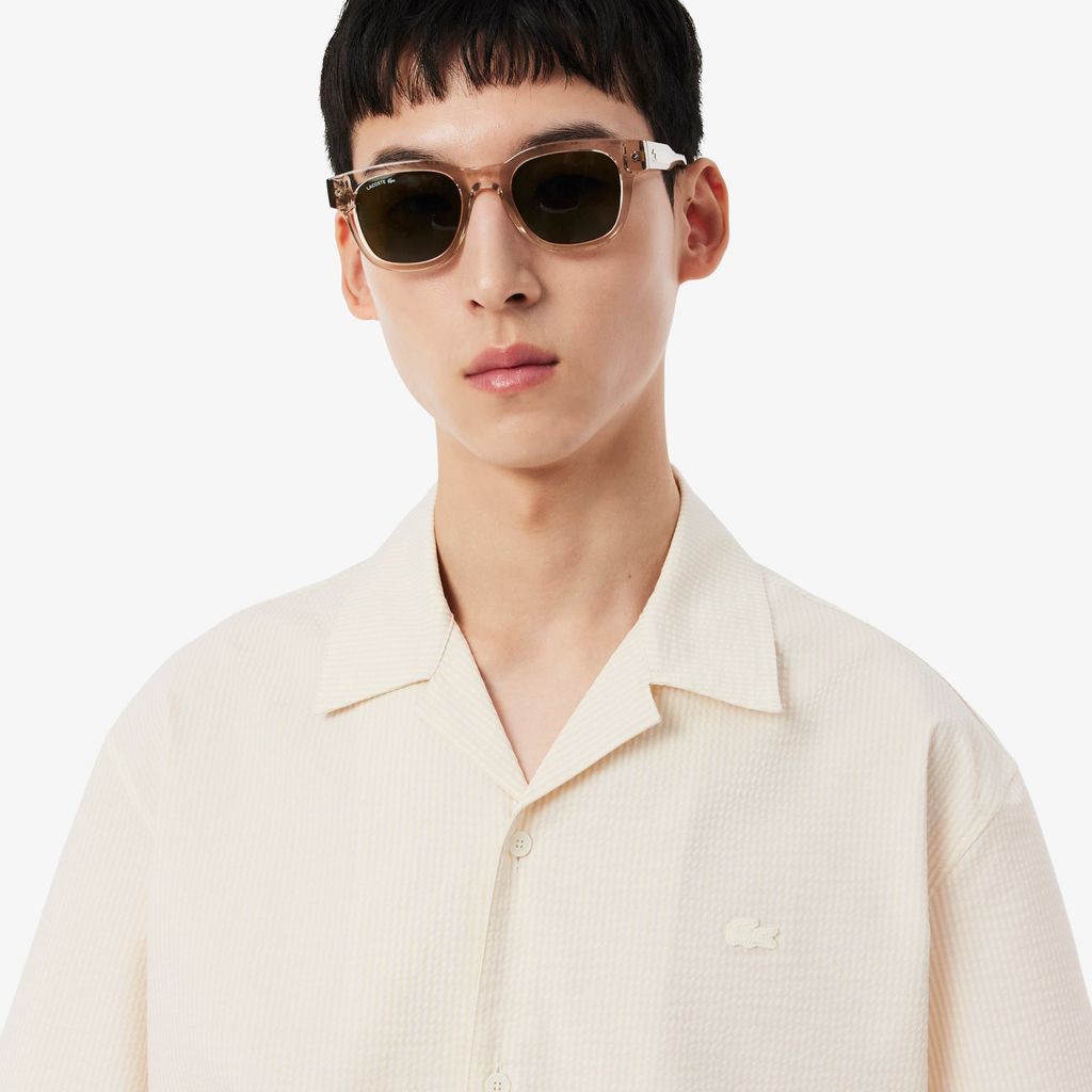 Áo Sơ Mi Lacoste Nam Dáng Rộng Chất Liệu Seersucker