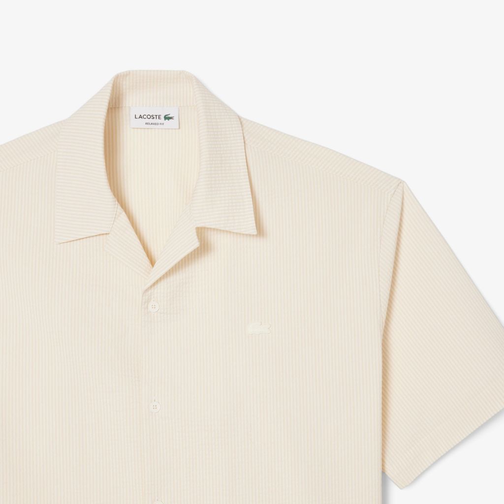 Áo Sơ Mi Lacoste Nam Dáng Rộng Chất Liệu Seersucker