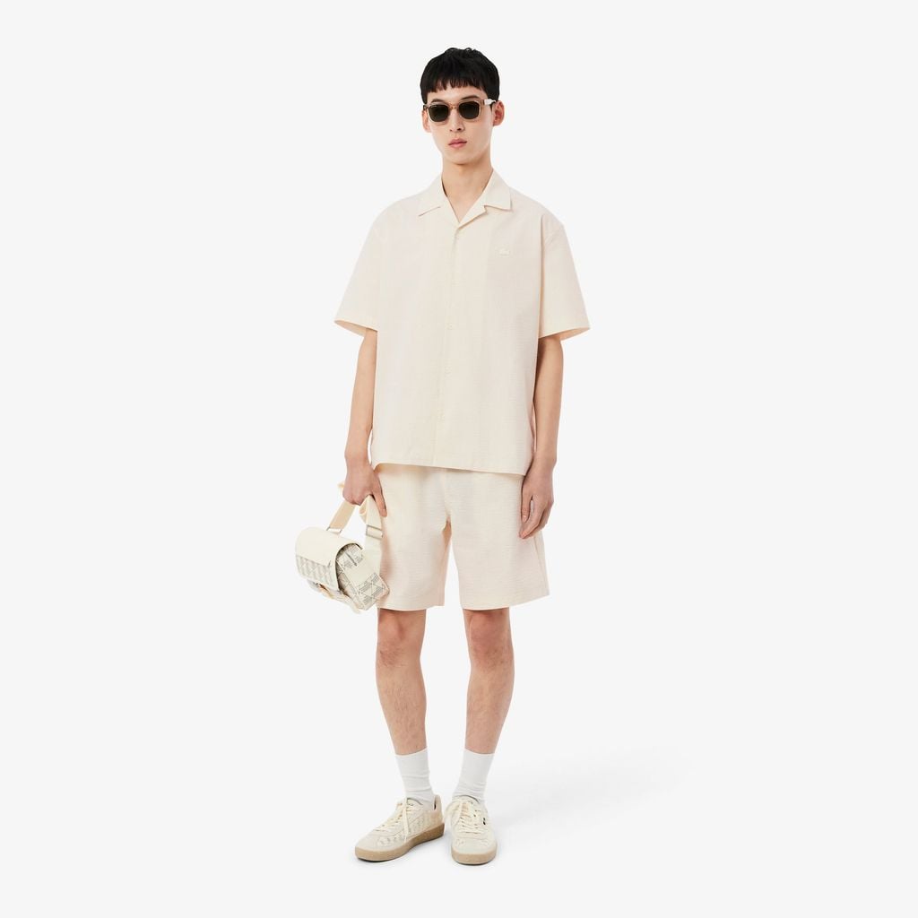 Áo Sơ Mi Lacoste Nam Dáng Rộng Chất Liệu Seersucker
