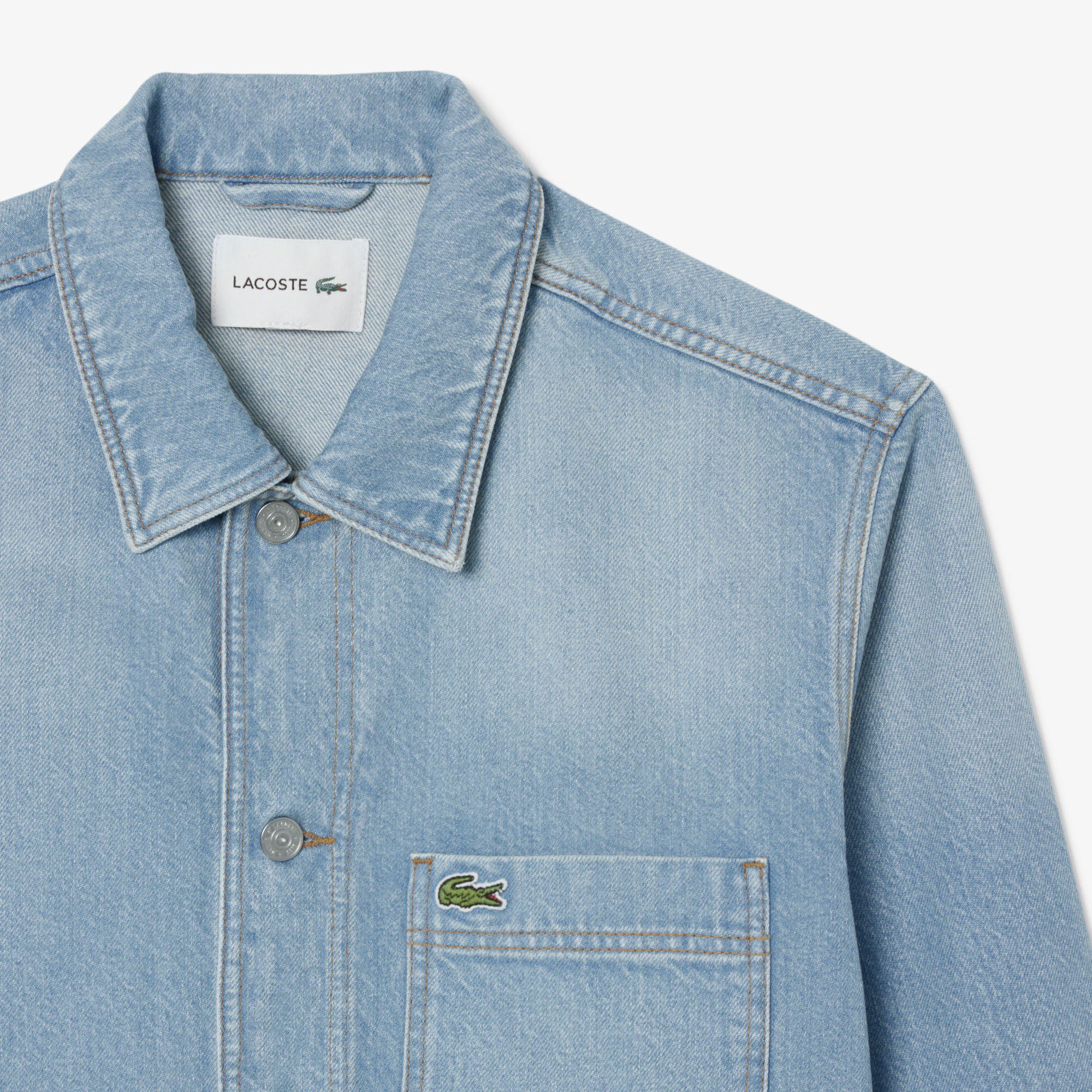 Áo Khoác Lacoste Nam Dáng Rộng Chất Liệu Cotton Denim