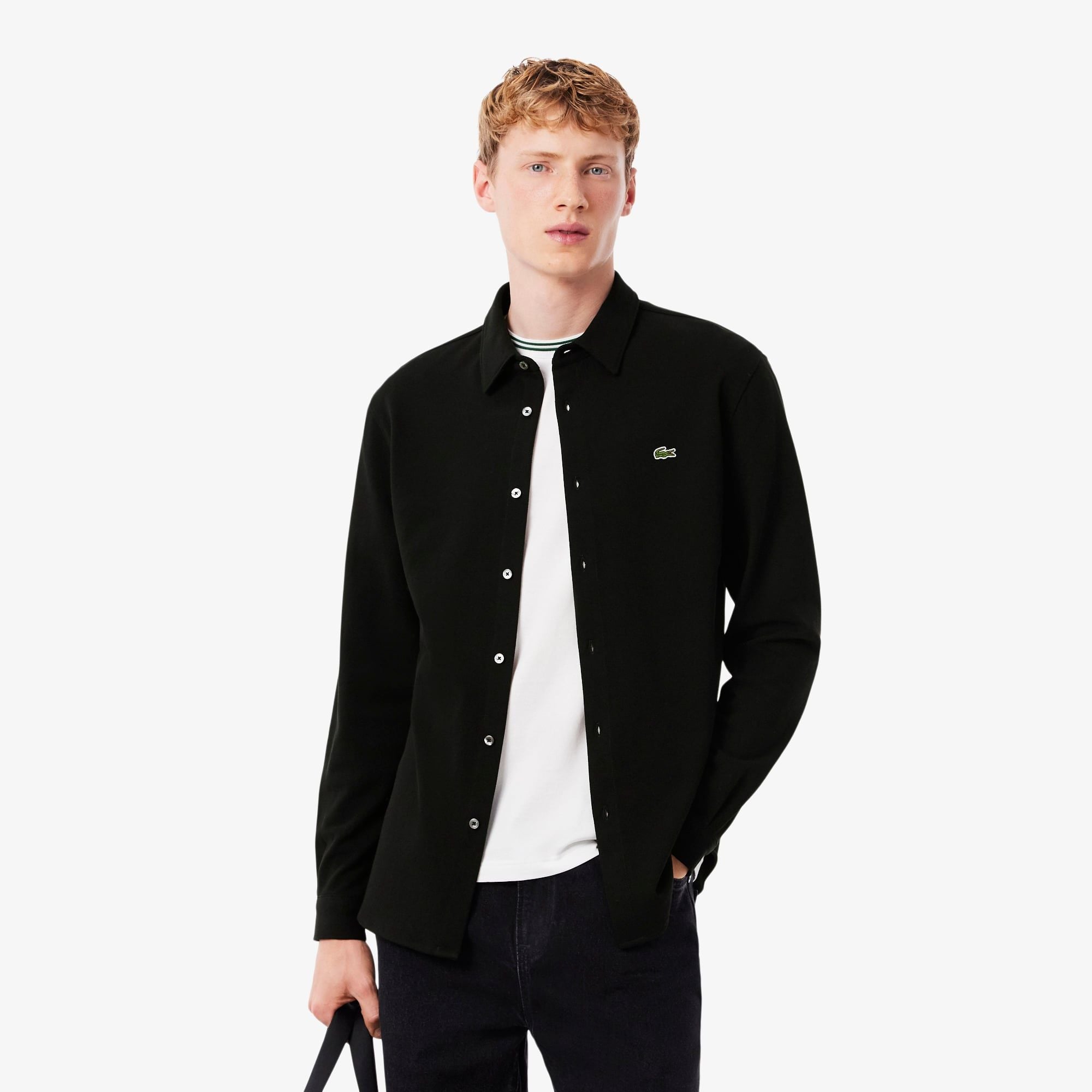 Áo Sơ Mi Lacoste Nam Ôm Dáng Chất Liệu Petit Piqué