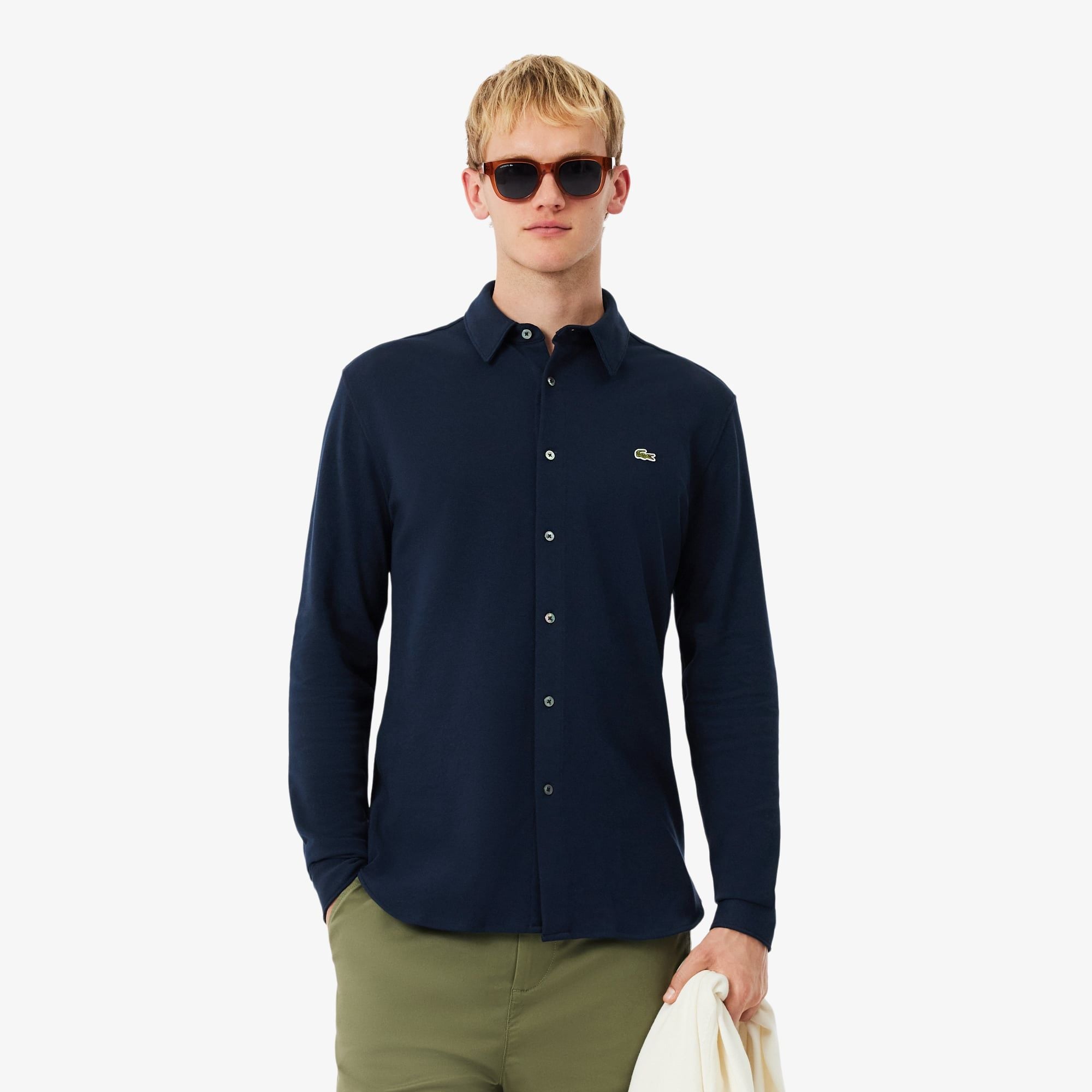 Áo Sơ Mi Lacoste Nam Ôm Dáng Chất Liệu Petit Piqué