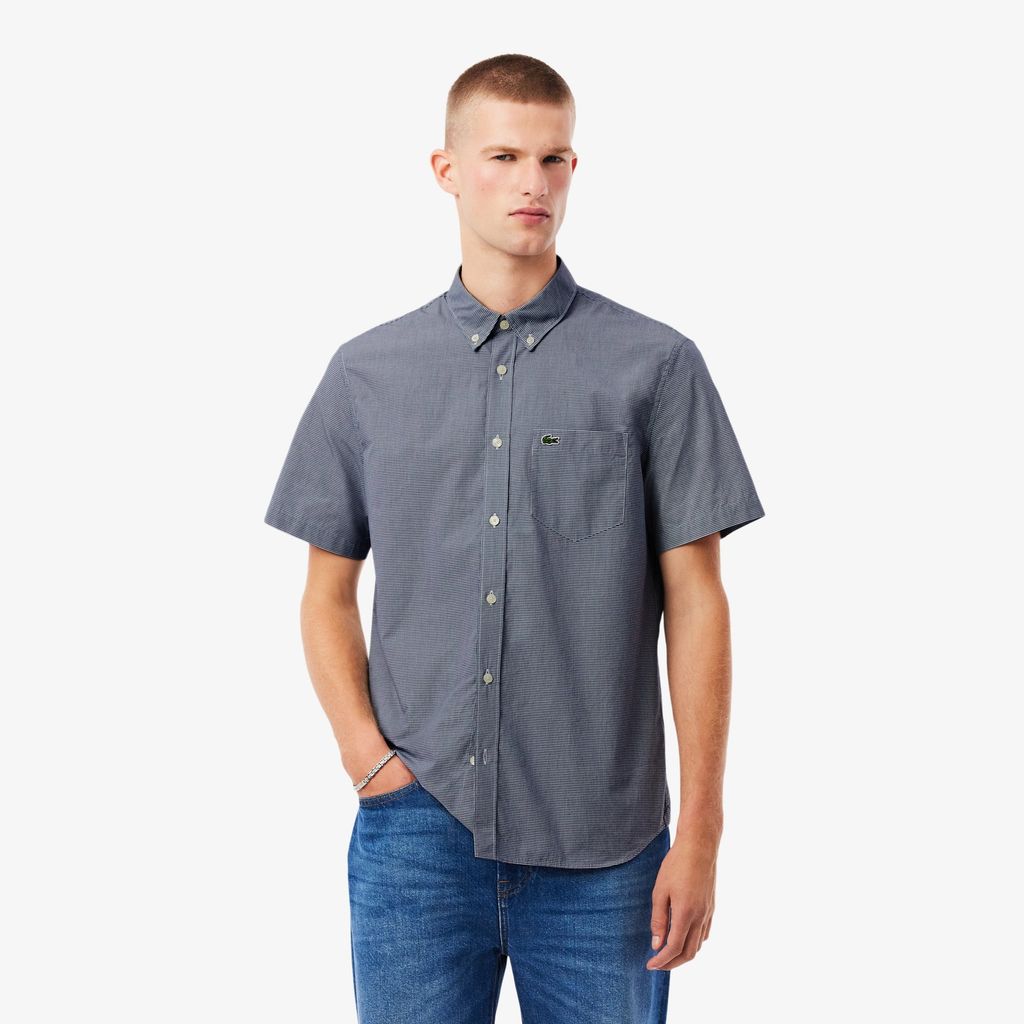 Áo Sơ Mi Lacoste Nam Gingham Dáng Suông Tay Ngắn