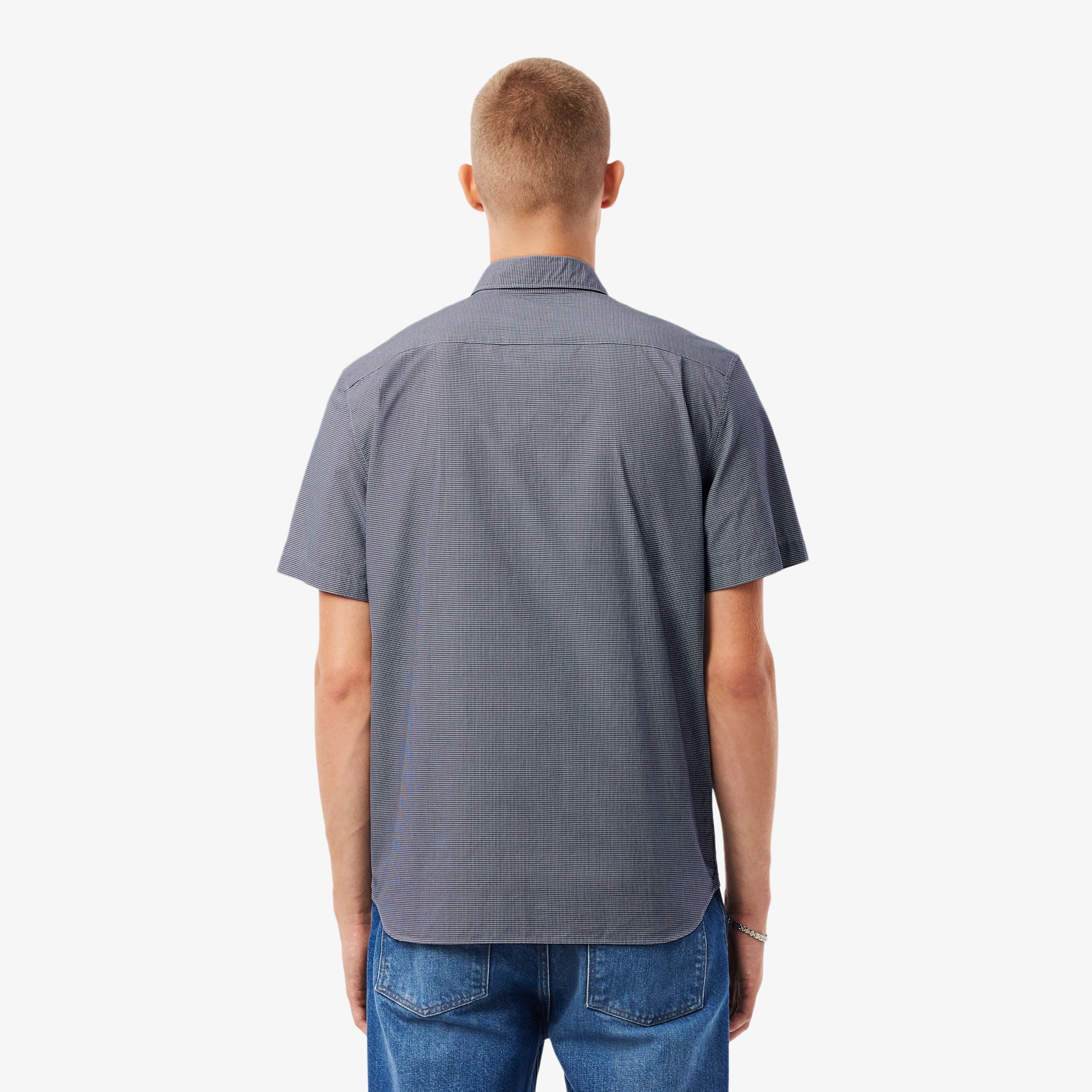 Áo Sơ Mi Lacoste Nam Gingham Dáng Suông Tay Ngắn