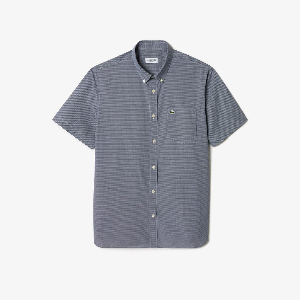 Áo Sơ Mi Lacoste Nam Gingham Dáng Suông Tay Ngắn