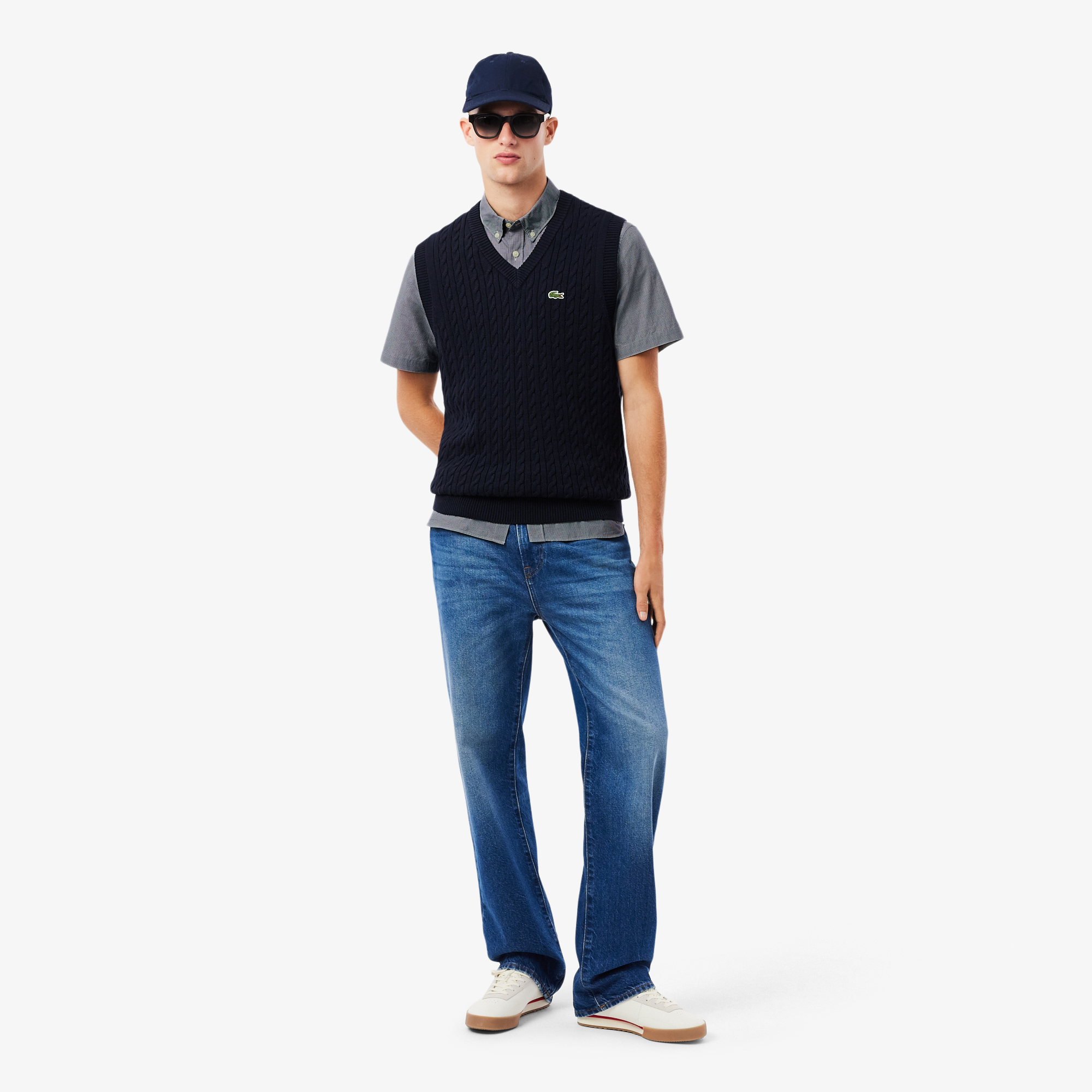 Áo Sơ Mi Lacoste Nam Gingham Dáng Suông Tay Ngắn