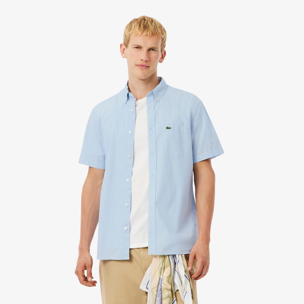 Áo Sơ Mi Lacoste Nam Gingham Dáng Suông Tay Ngắn