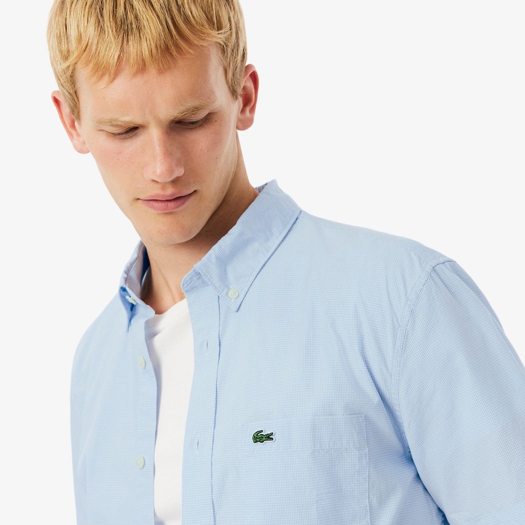 Áo Sơ Mi Lacoste Nam Gingham Dáng Suông Tay Ngắn