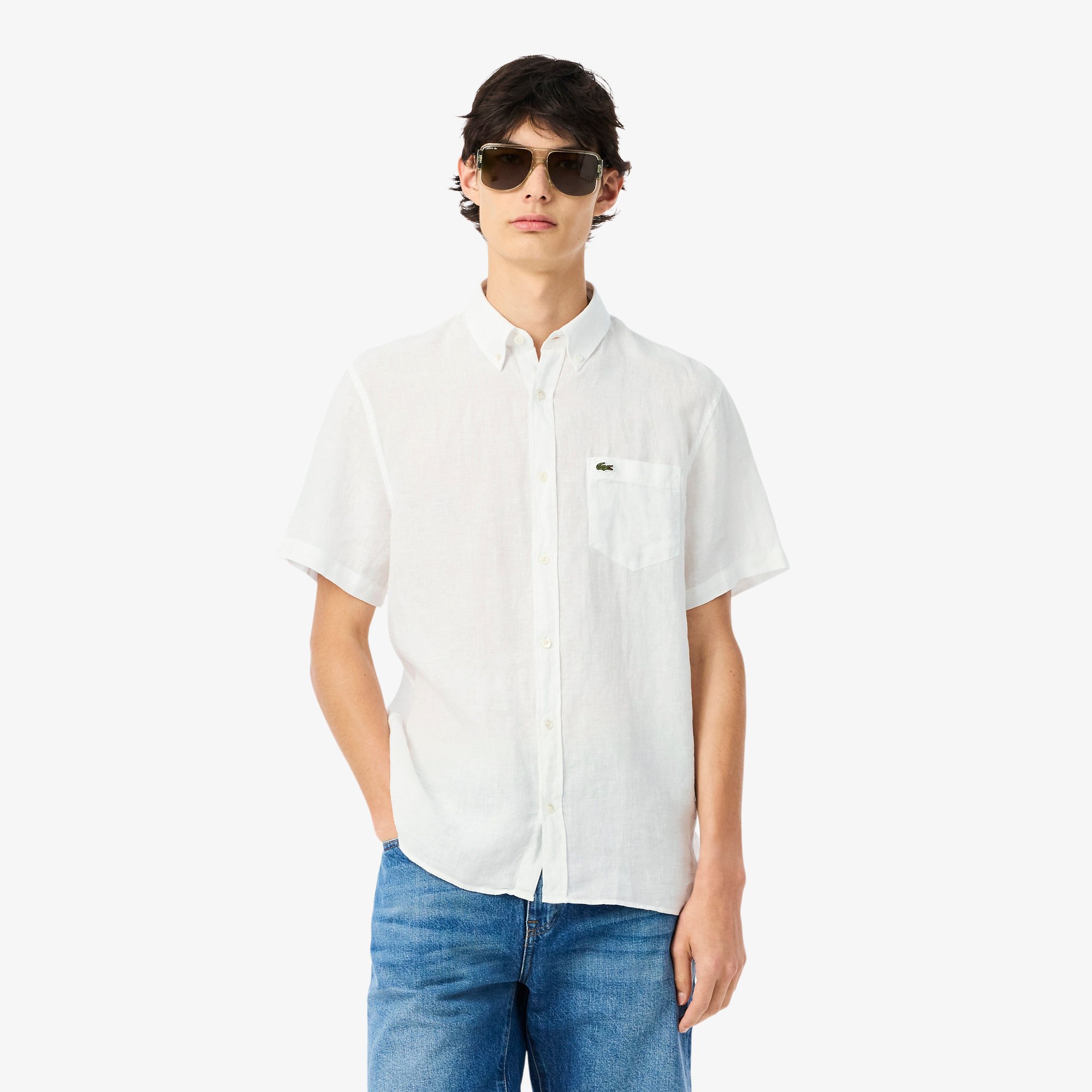 Áo Sơ Mi Lacoste Nam Tay Ngắn Chất Liệu Linen