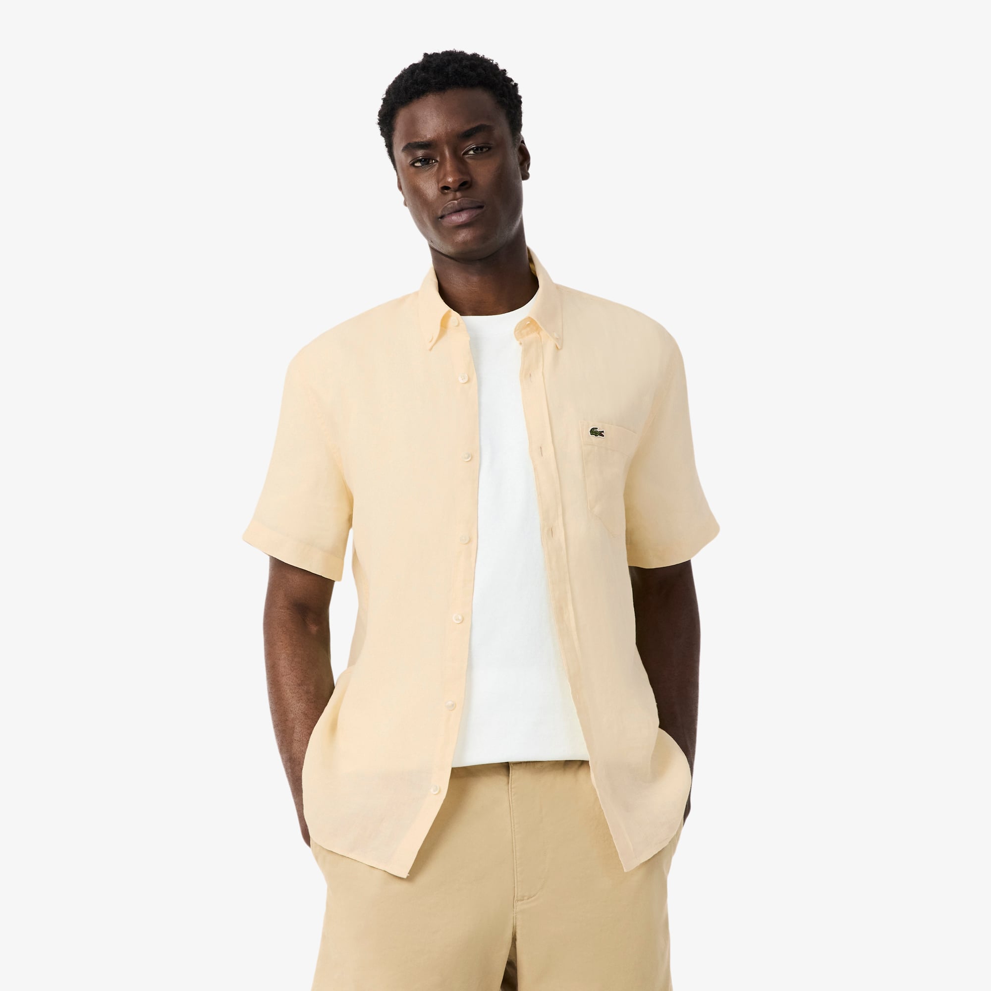 Áo Sơ Mi Lacoste Nam Tay Ngắn Chất Liệu Linen